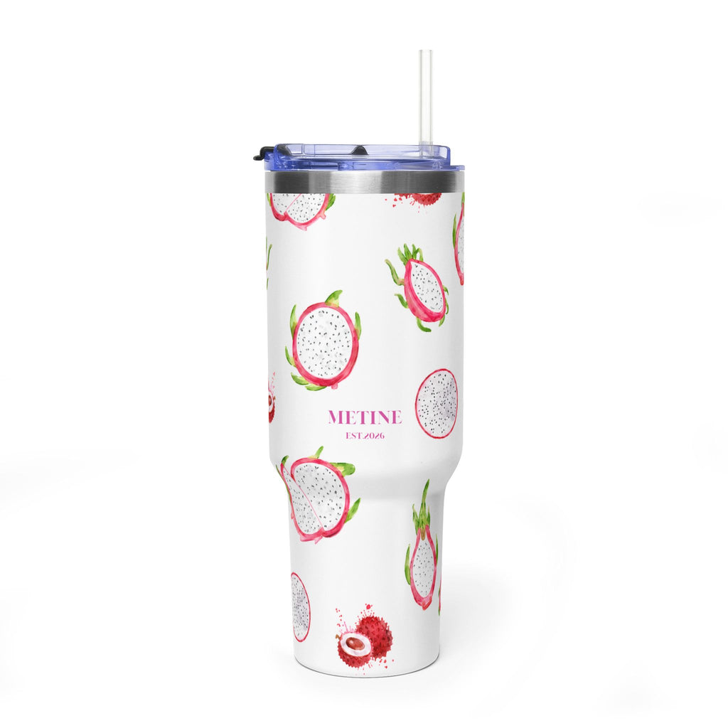 Dragon Fruit 40oz Thermal Tumbler – Insulated Travel Mug with Straw