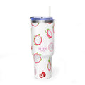 Dragon Fruit 40oz Thermal Tumbler – Insulated Travel Mug with Straw