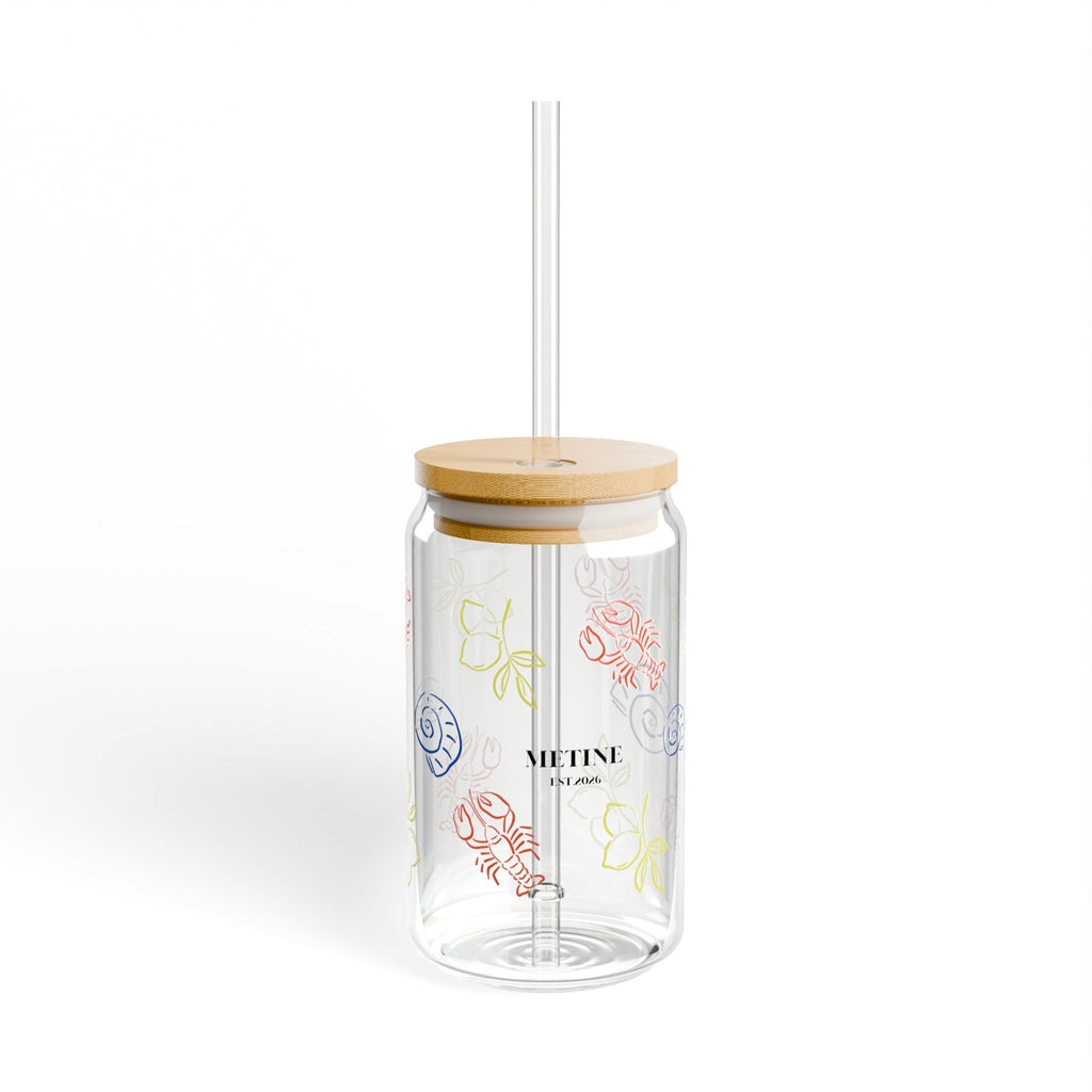 Floral Glass Sipper with Bamboo Lid & Straw