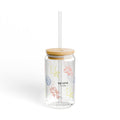 Floral Glass Sipper with Bamboo Lid & Straw
