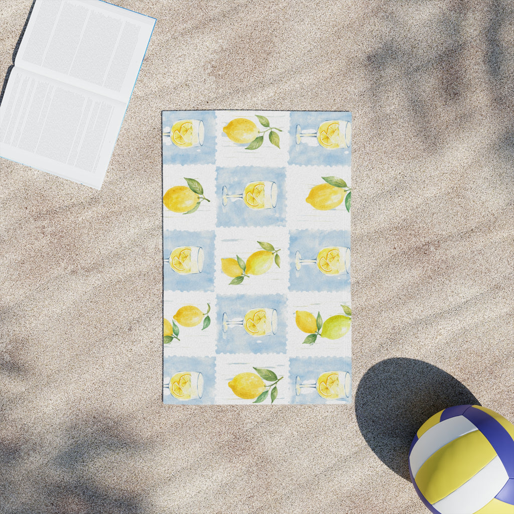 Lemon Watercolor Beach Towel