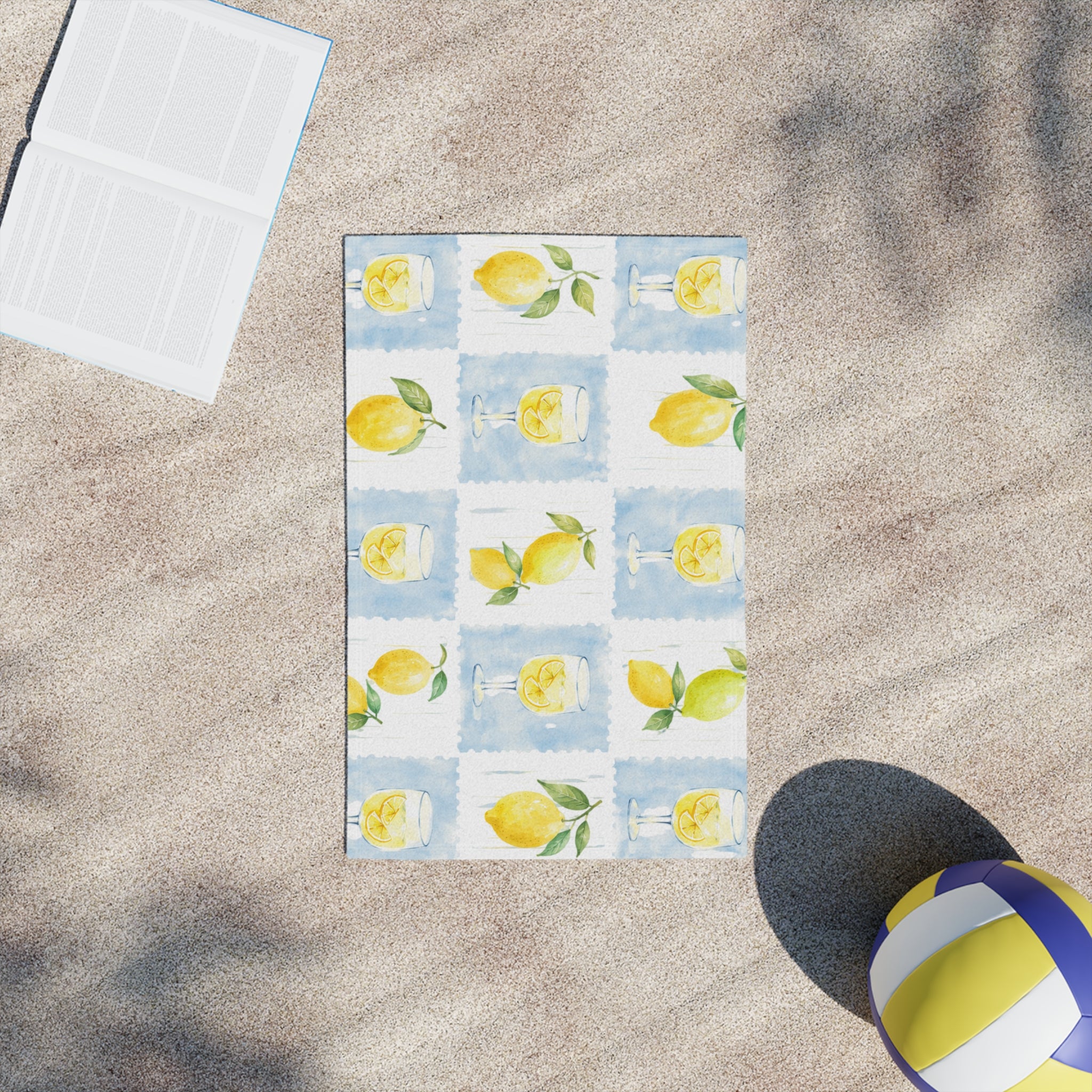 Lemon Watercolor Beach Towel
