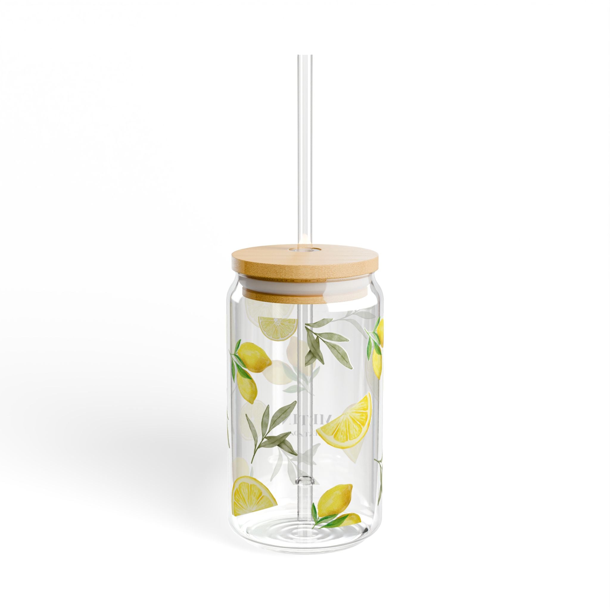Lemon Citrus Pattern Sipper Glass