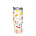 40oz Fruit Pattern Vacuum Tumbler – Insulated Travel Mug with Straw