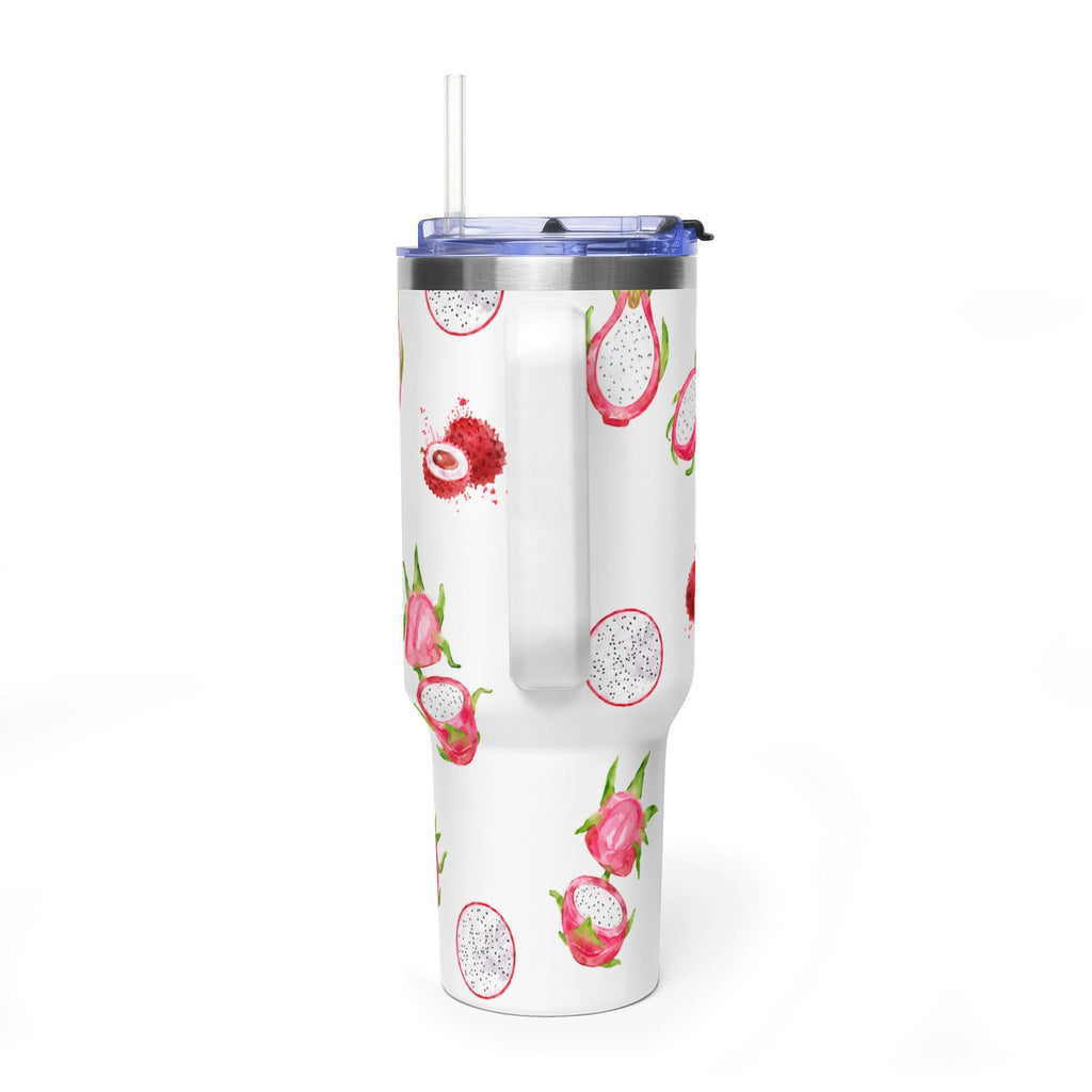 Dragon Fruit 40oz Thermal Tumbler – Insulated Travel Mug with Straw