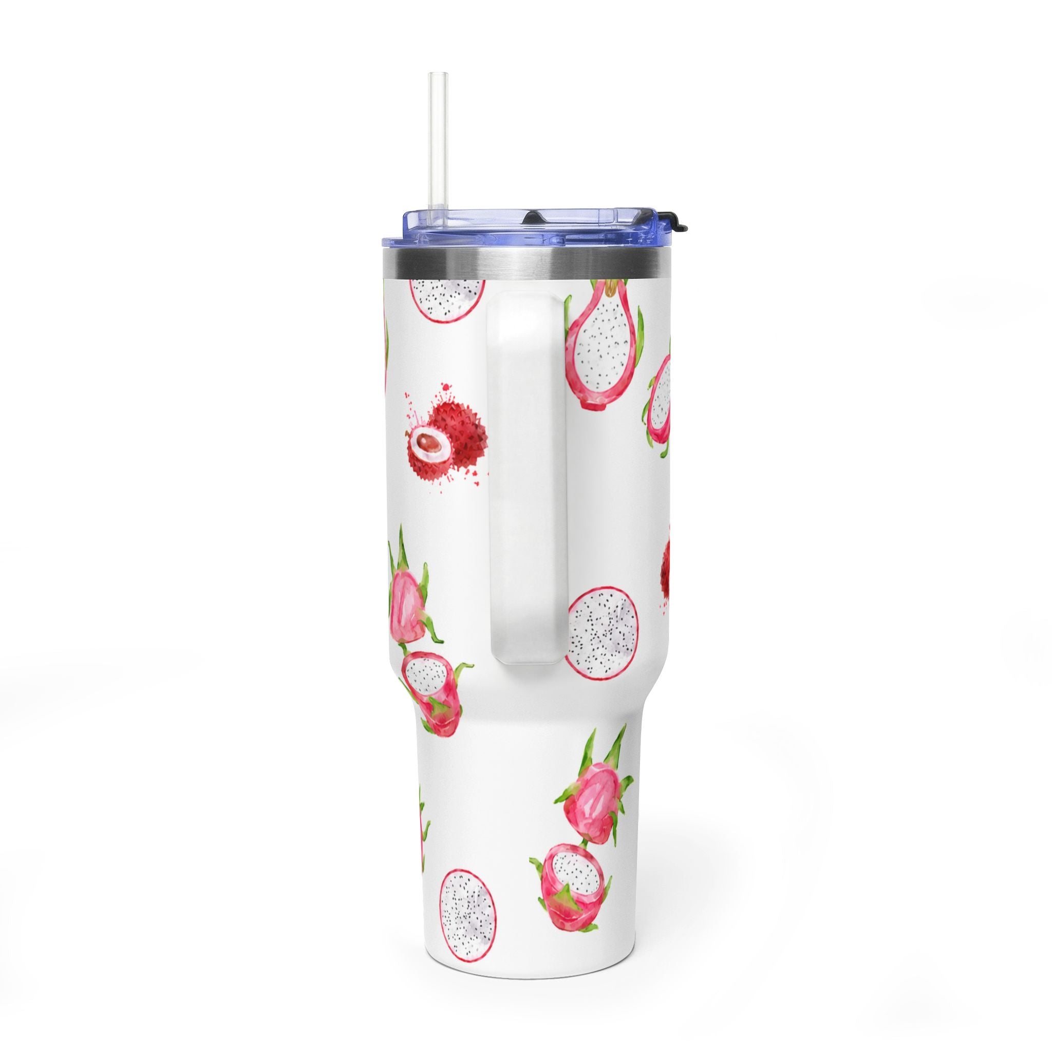 Dragon Fruit 40oz Thermal Tumbler – Insulated Travel Mug with Straw