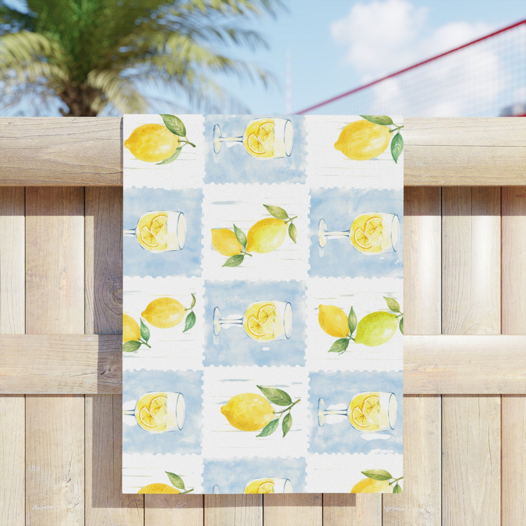 Lemon Watercolor Beach Towel