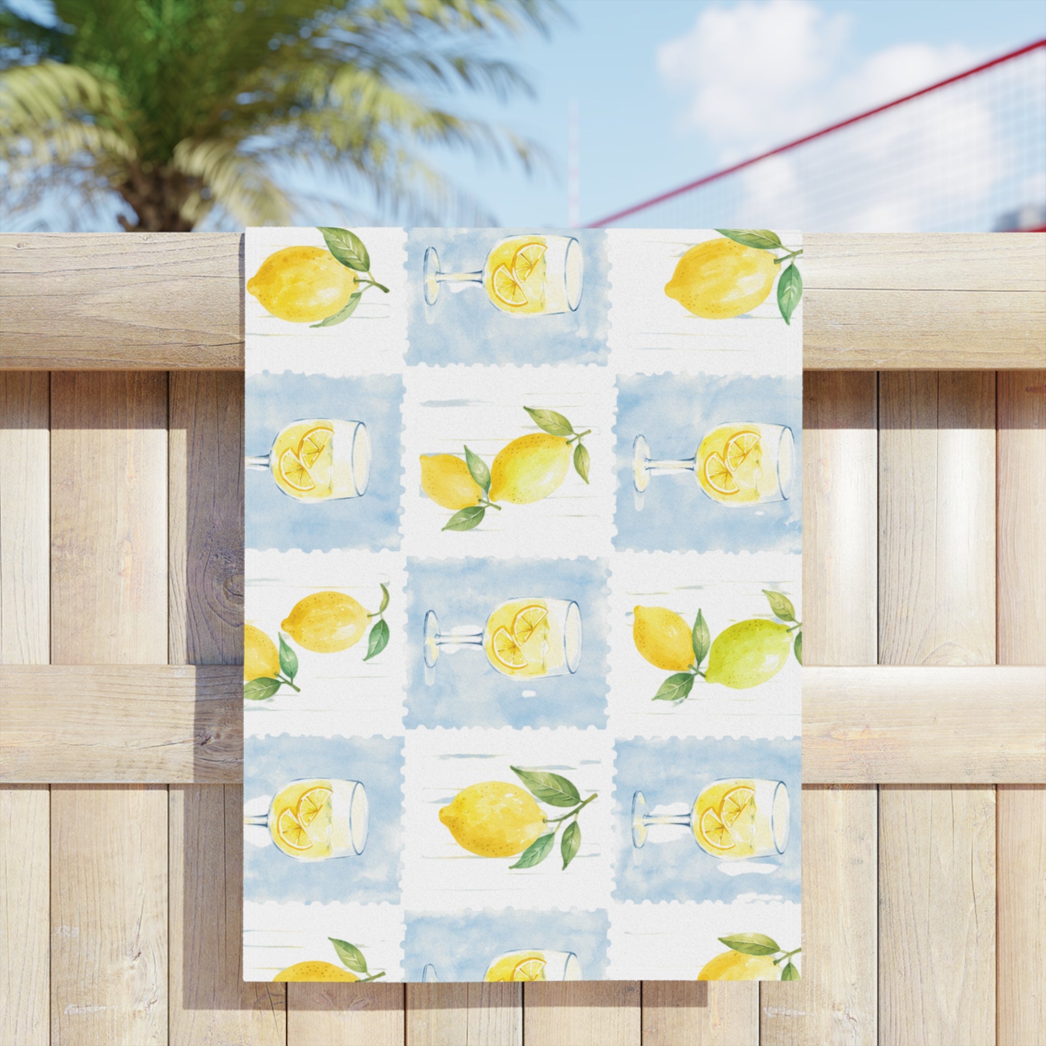Lemon Watercolor Beach Towel