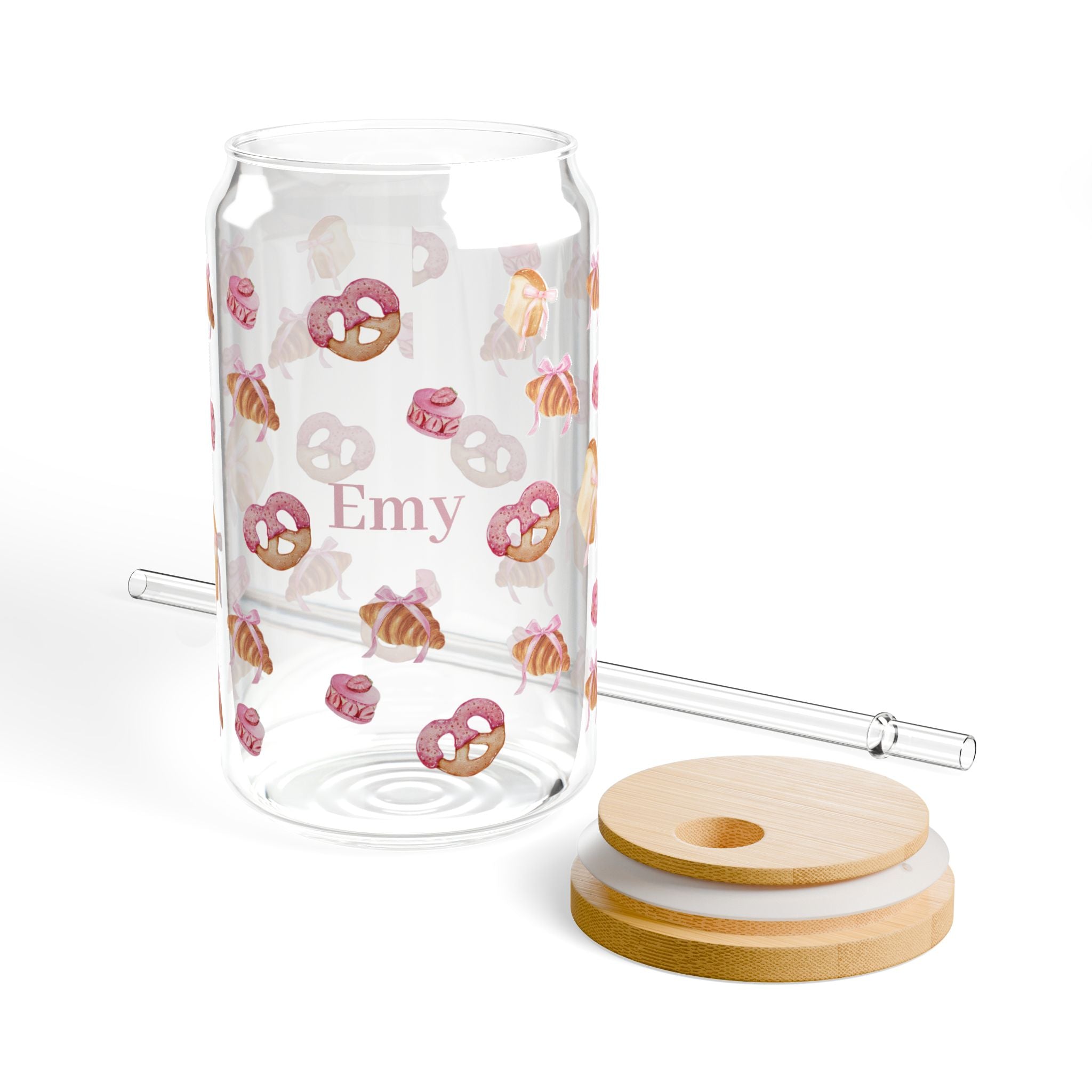 Personalized Pink Pastry 16oz Sipper Glass