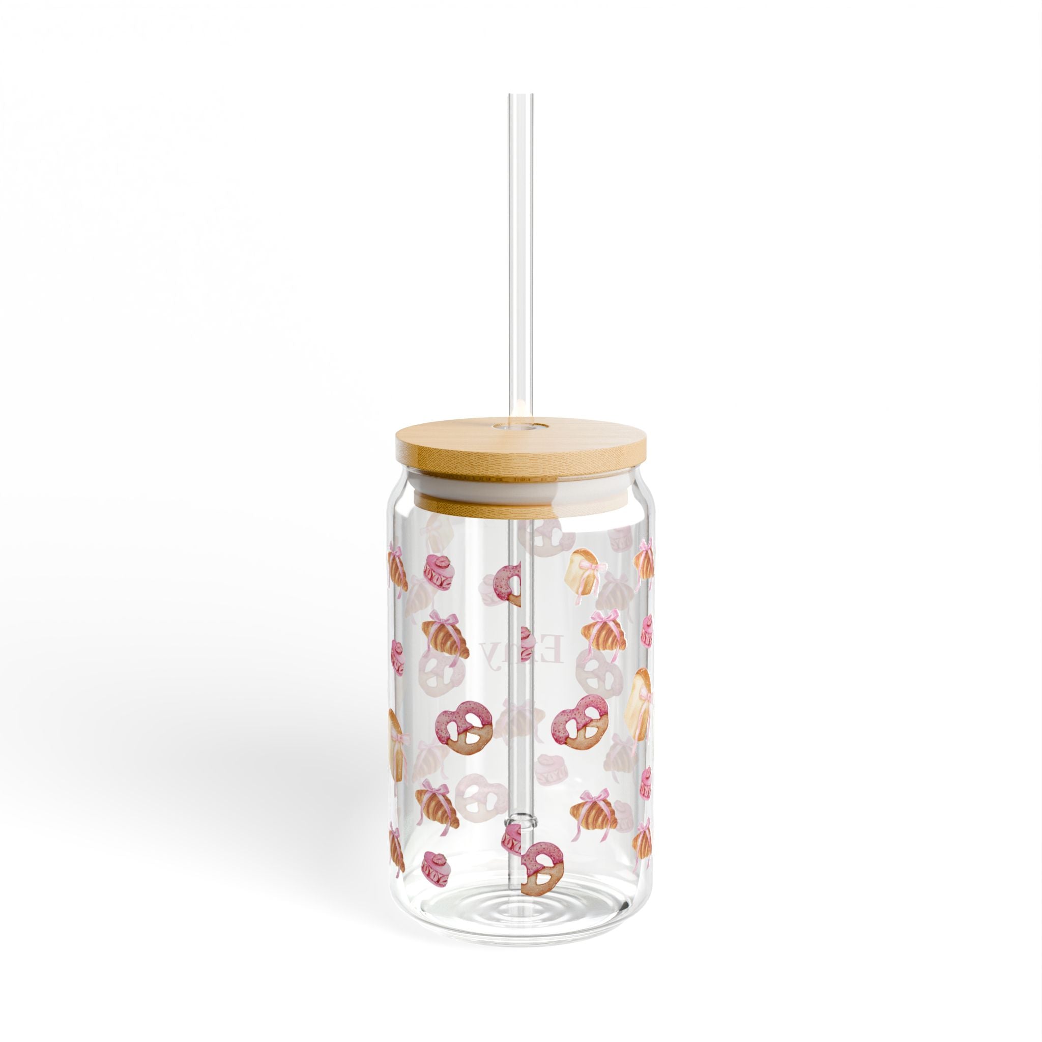 Personalized Pink Pastry 16oz Sipper Glass