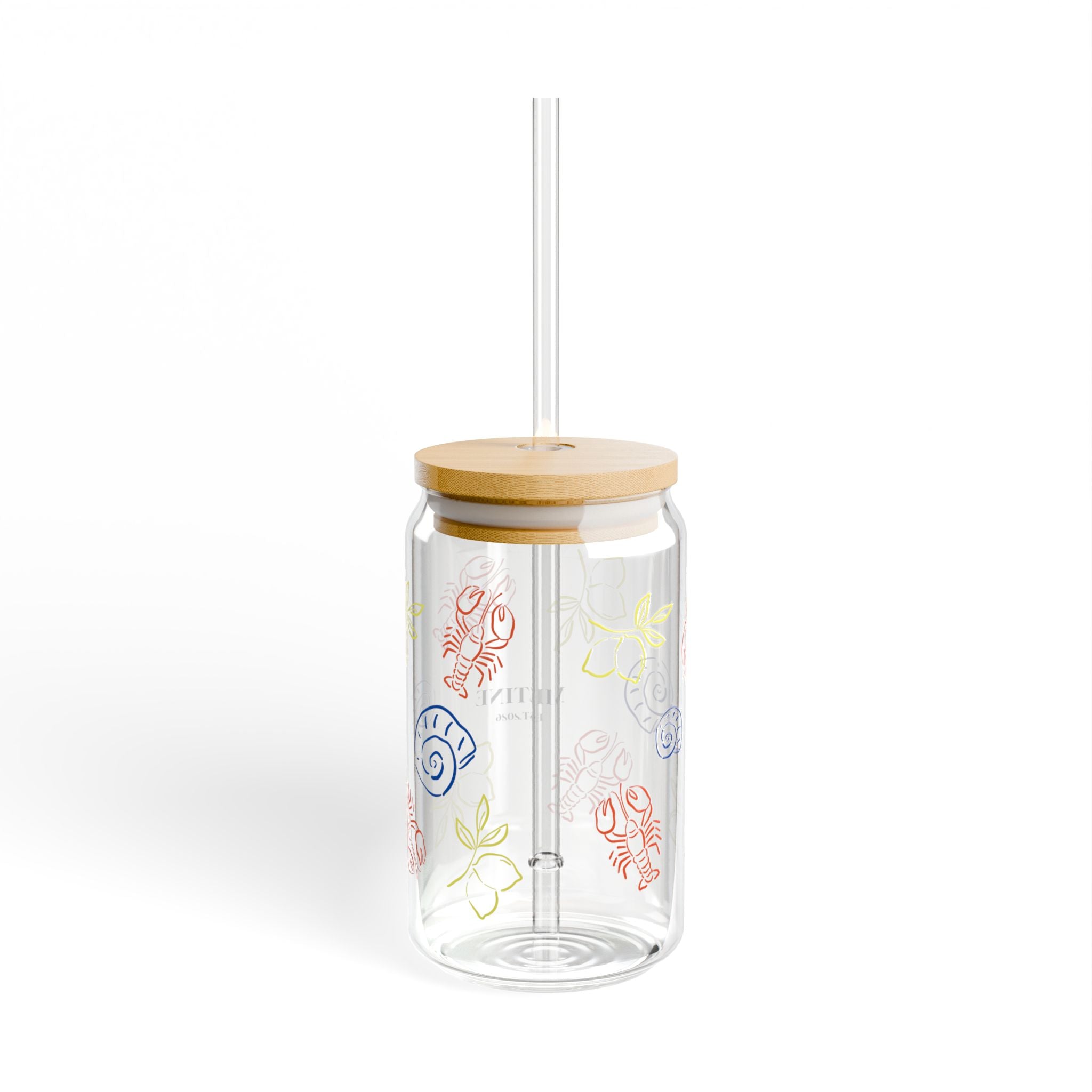 Floral Glass Sipper with Bamboo Lid & Straw