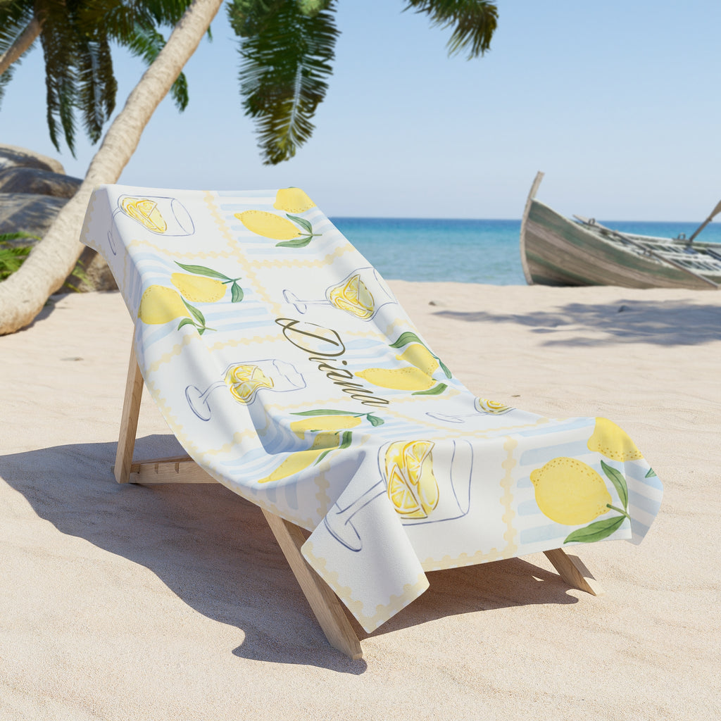Personalized Lemon Beach Towel
