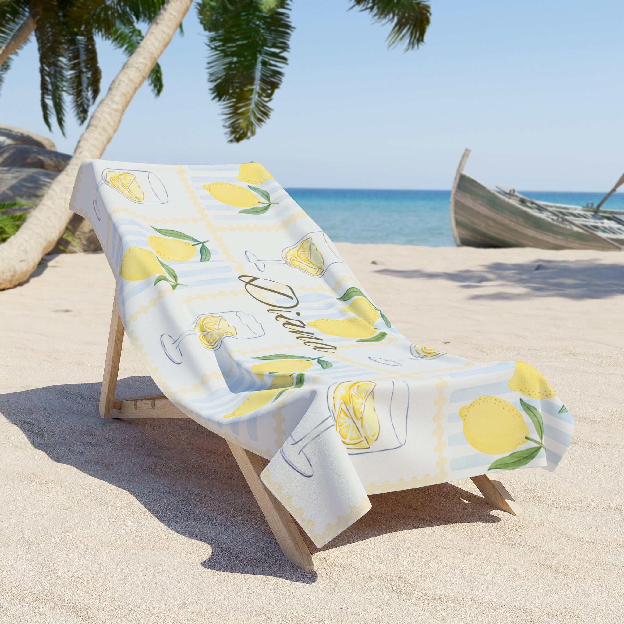 Personalized Lemon Beach Towel