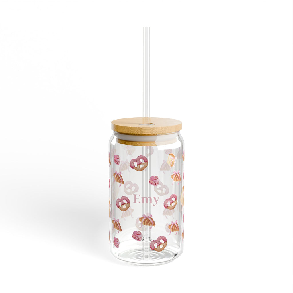 Personalized Pink Pastry 16oz Sipper Glass