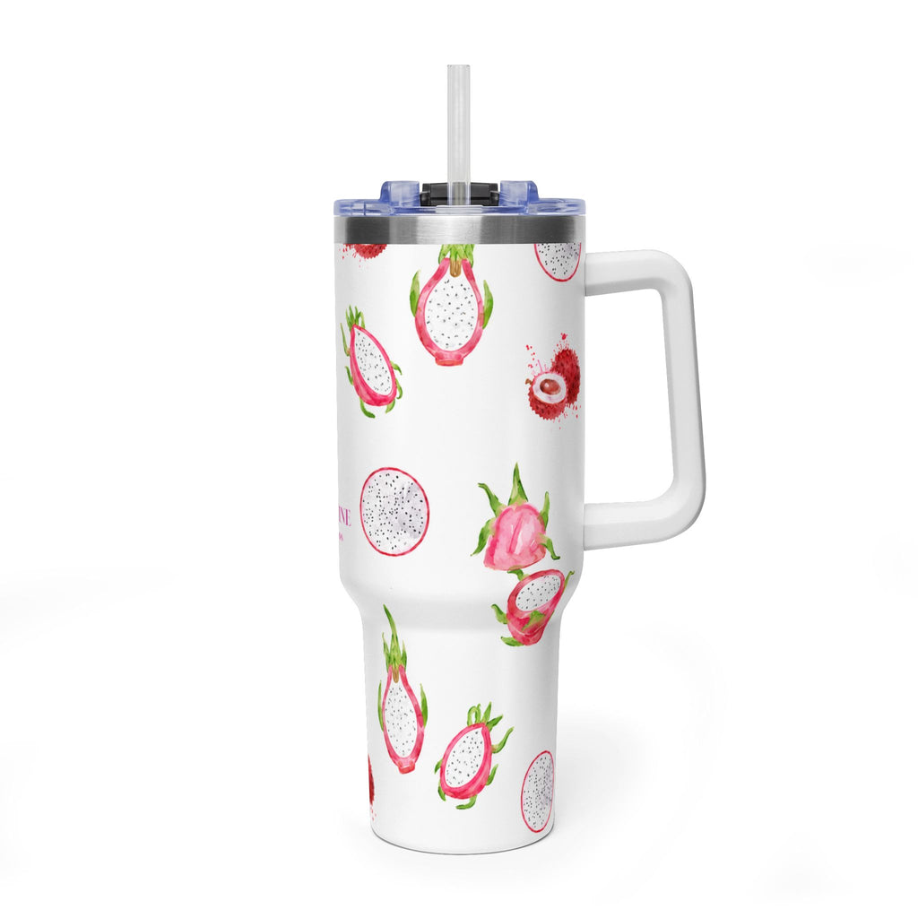 Dragon Fruit 40oz Thermal Tumbler – Insulated Travel Mug with Straw