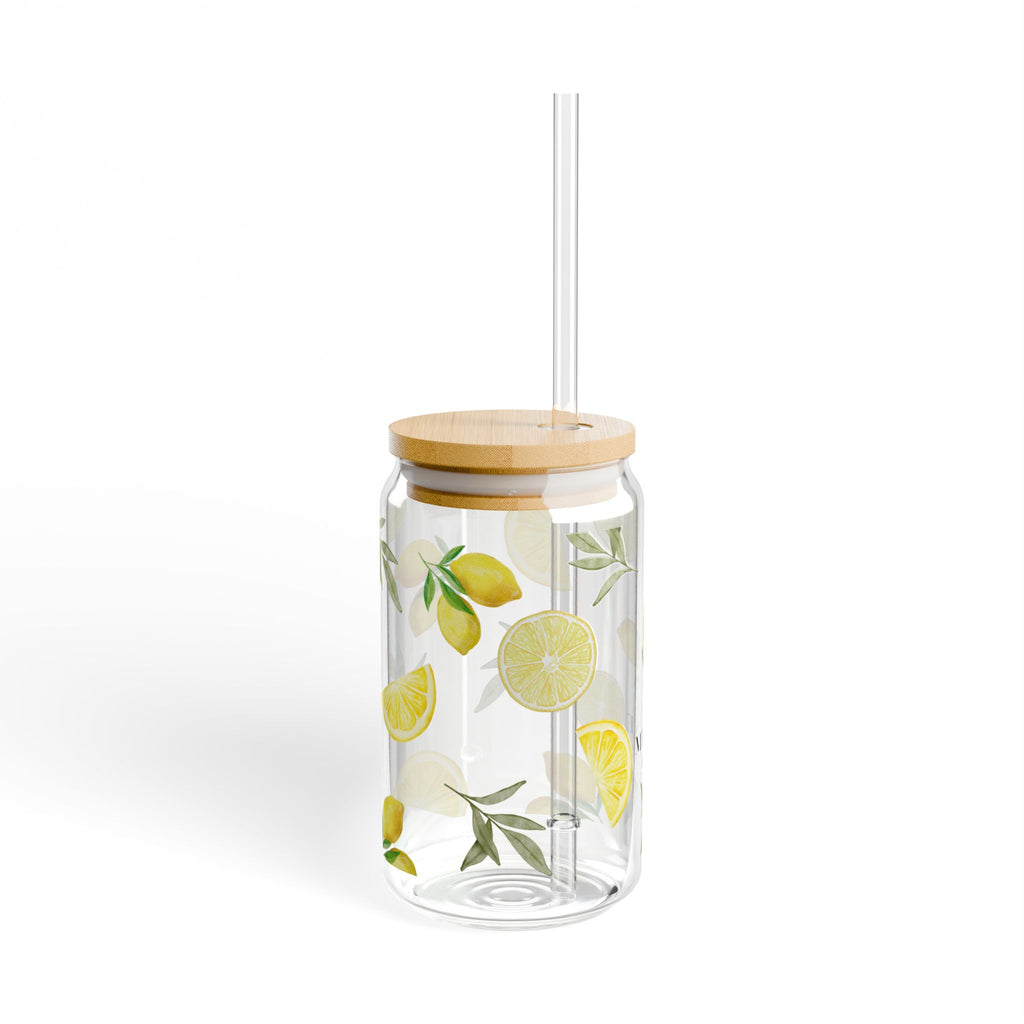 Lemon Citrus Pattern Sipper Glass