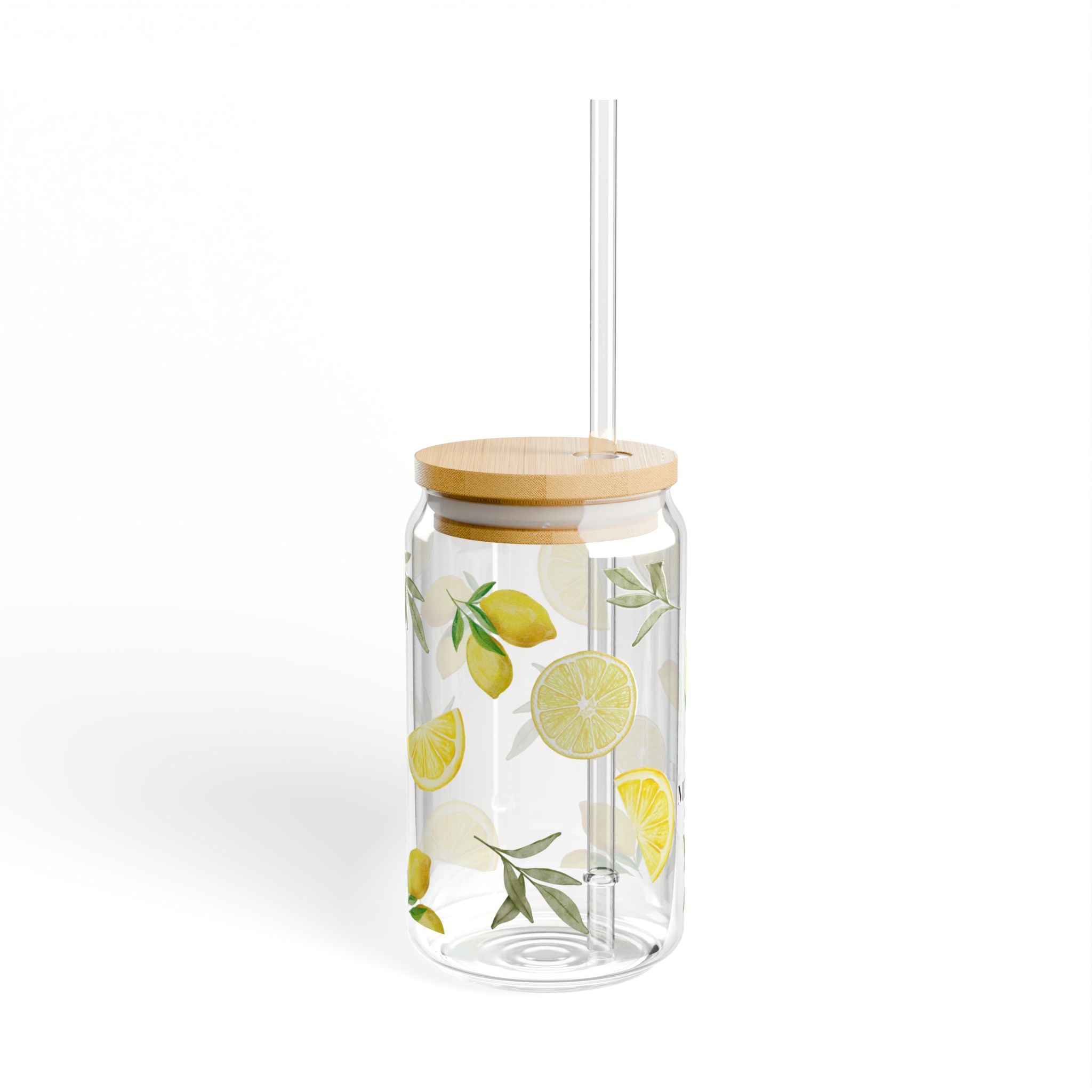 Lemon Citrus Pattern Sipper Glass