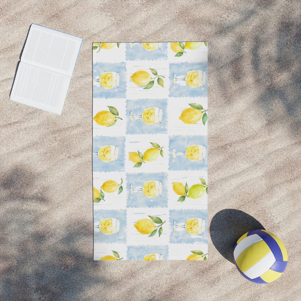 Lemon Watercolor Beach Towel