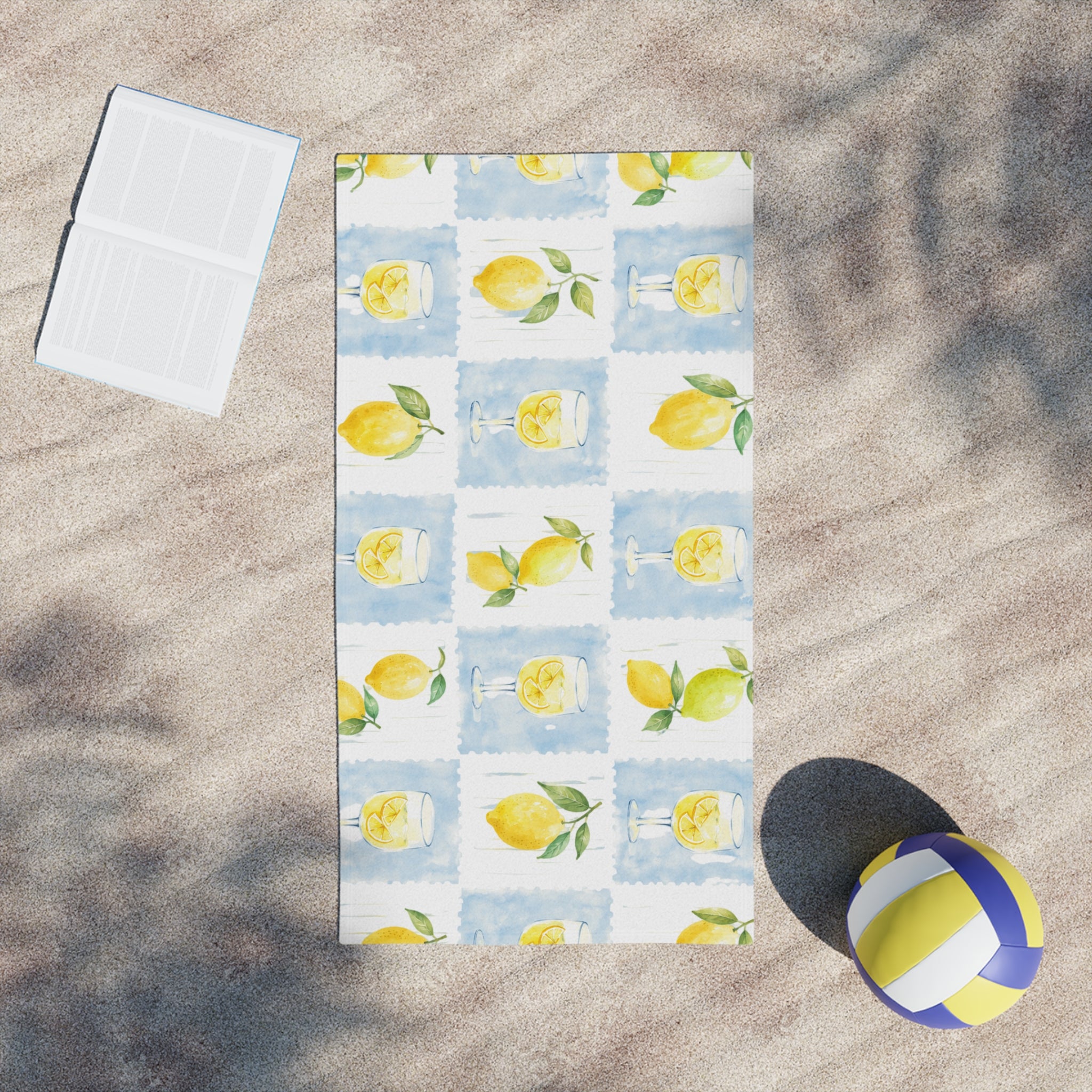 Lemon Watercolor Beach Towel