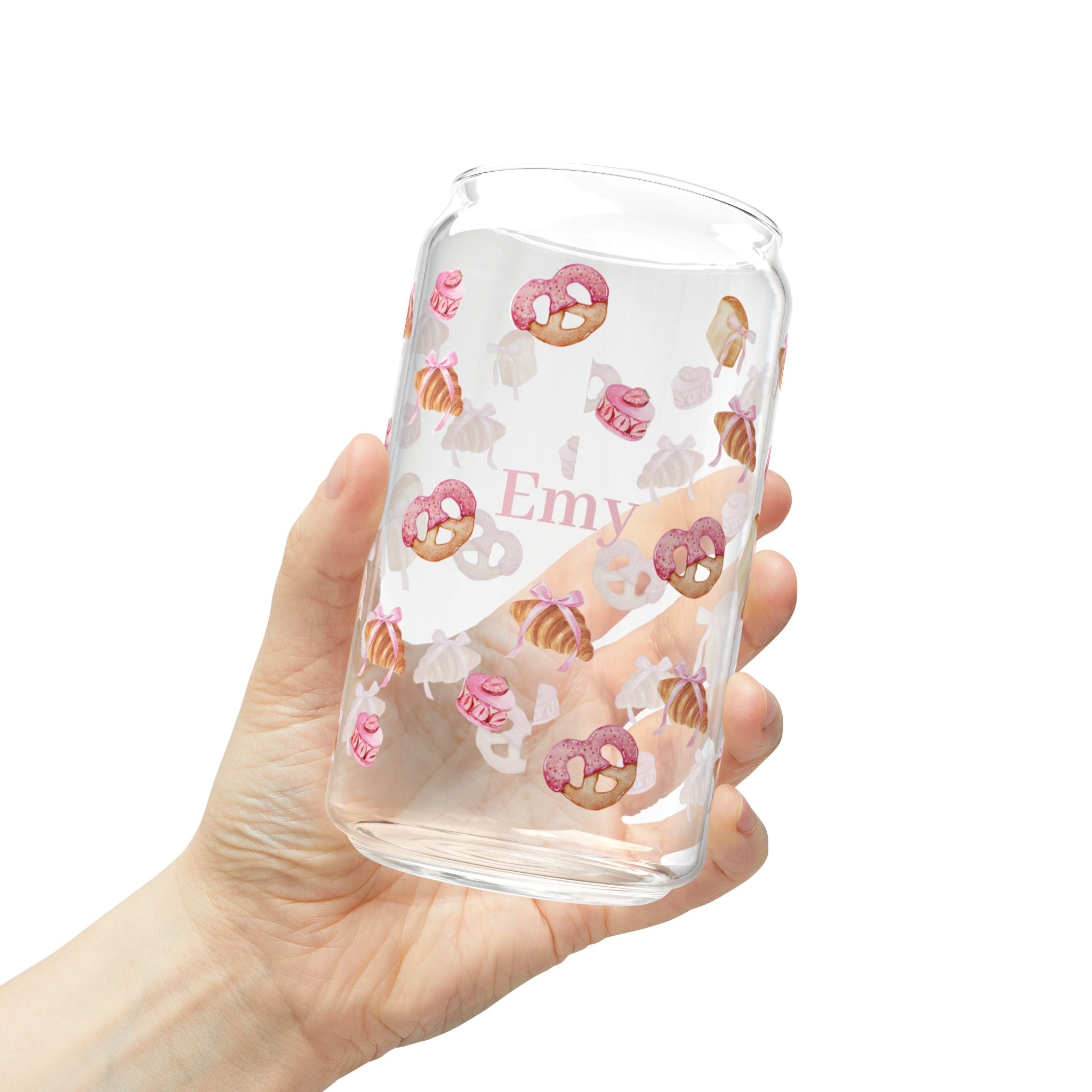 Personalized Pink Pastry 16oz Sipper Glass
