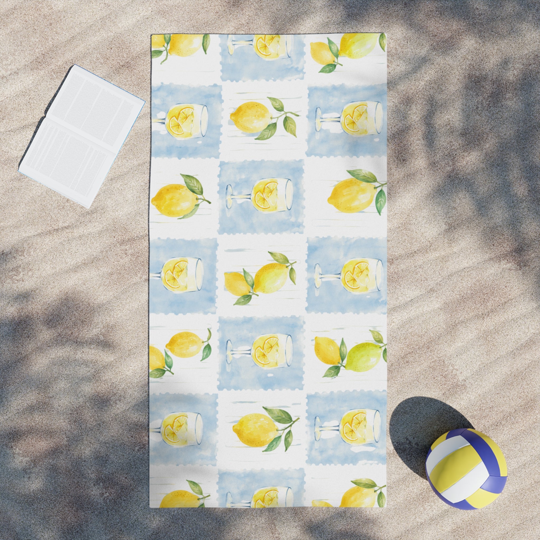 Lemon Watercolor Beach Towel