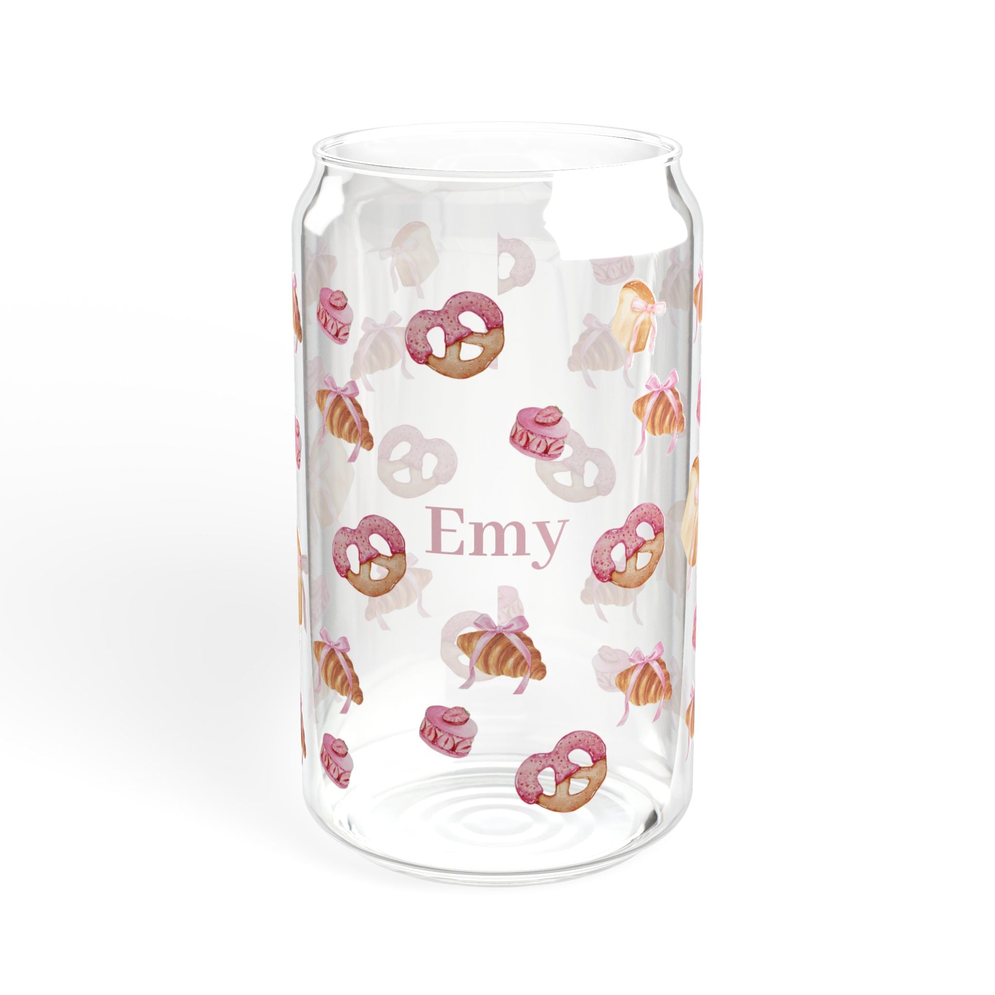 Personalized Pink Pastry 16oz Sipper Glass