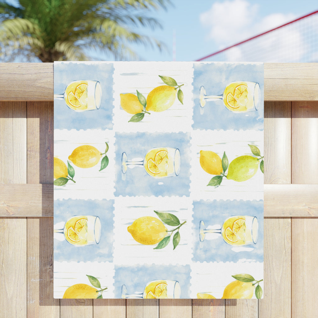 Lemon Watercolor Beach Towel