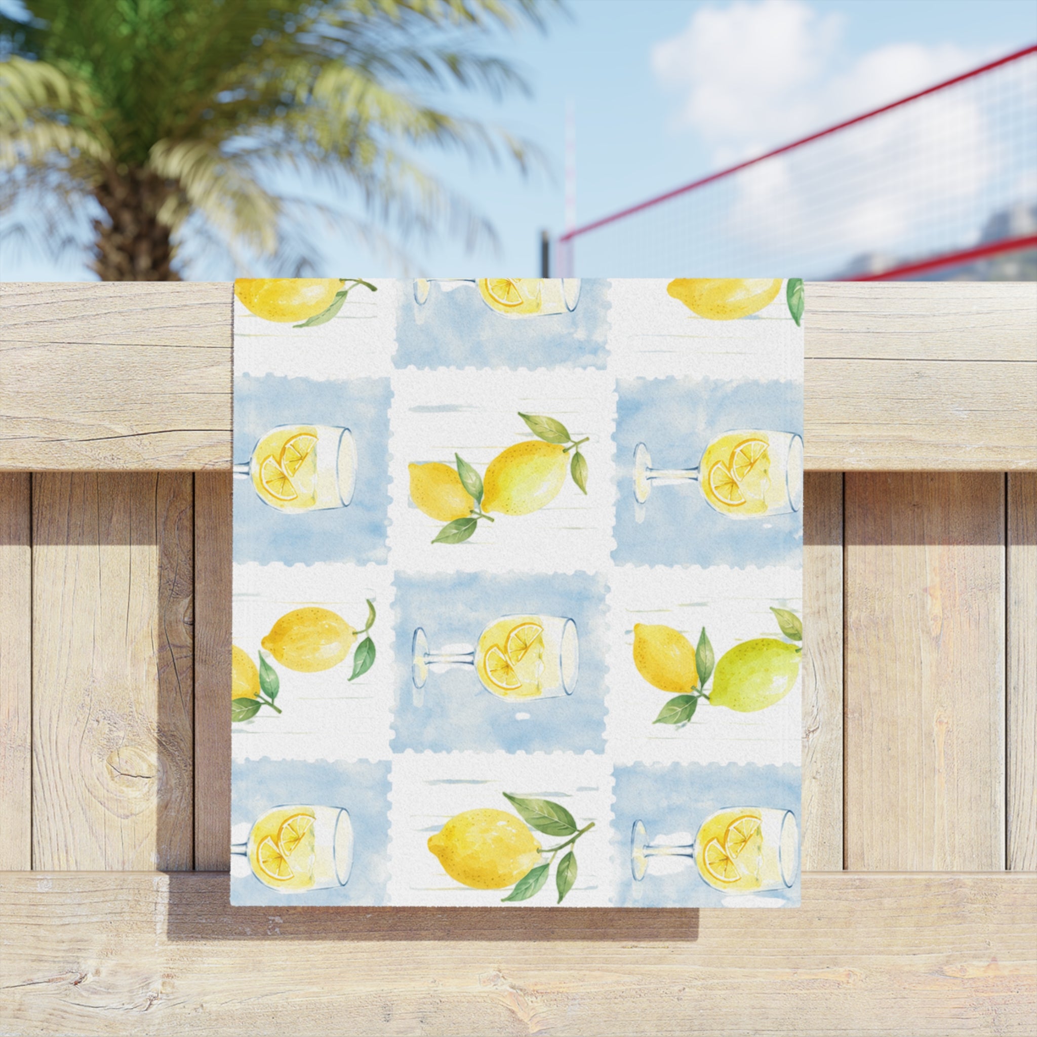 Lemon Watercolor Beach Towel
