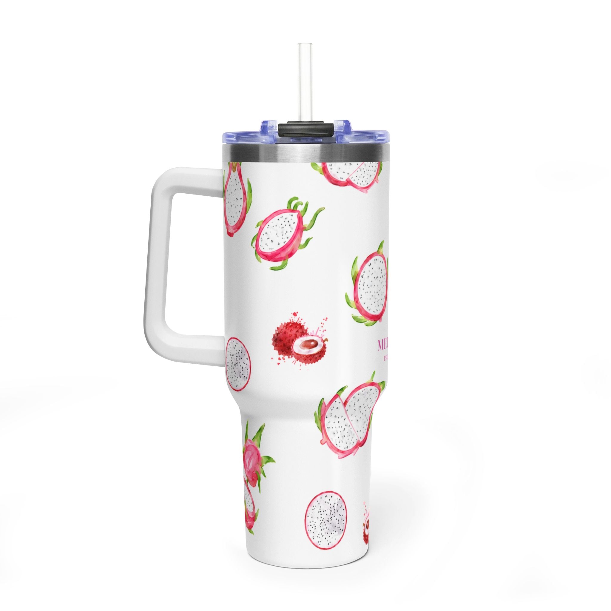 Dragon Fruit 40oz Thermal Tumbler – Insulated Travel Mug with Straw