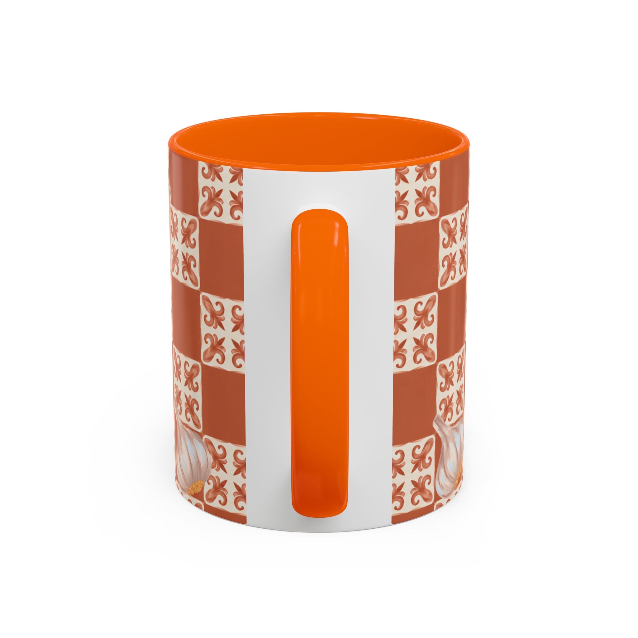 Orange Checkerboard Garlic Coffee Mug