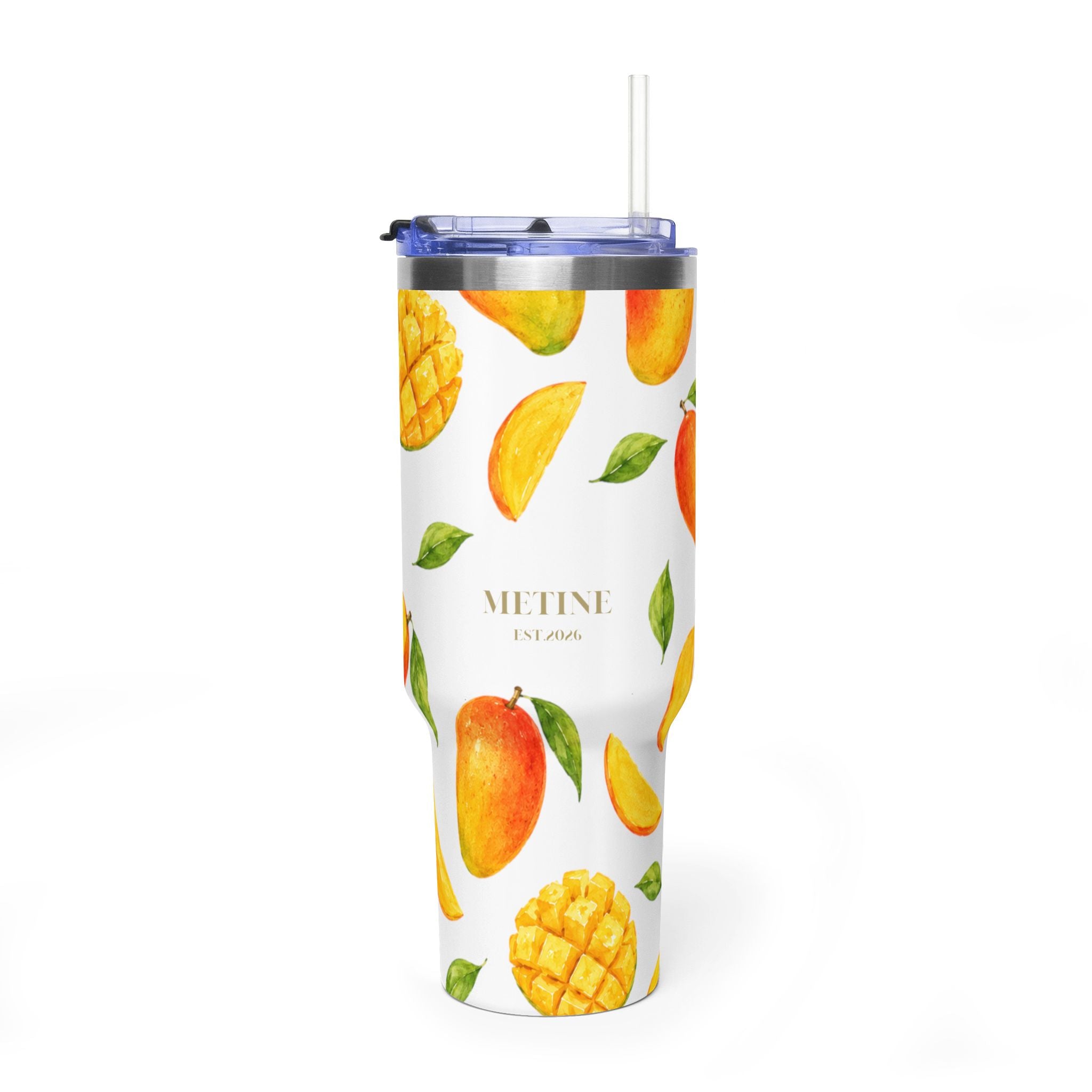 40oz Mango Pattern Vacuum Tumbler — Insulated Travel Cup