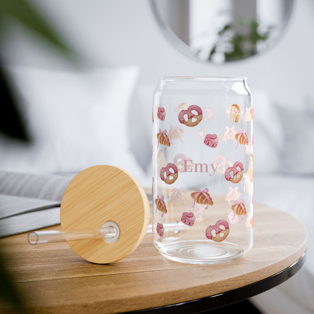 Personalized Pink Pastry 16oz Sipper Glass