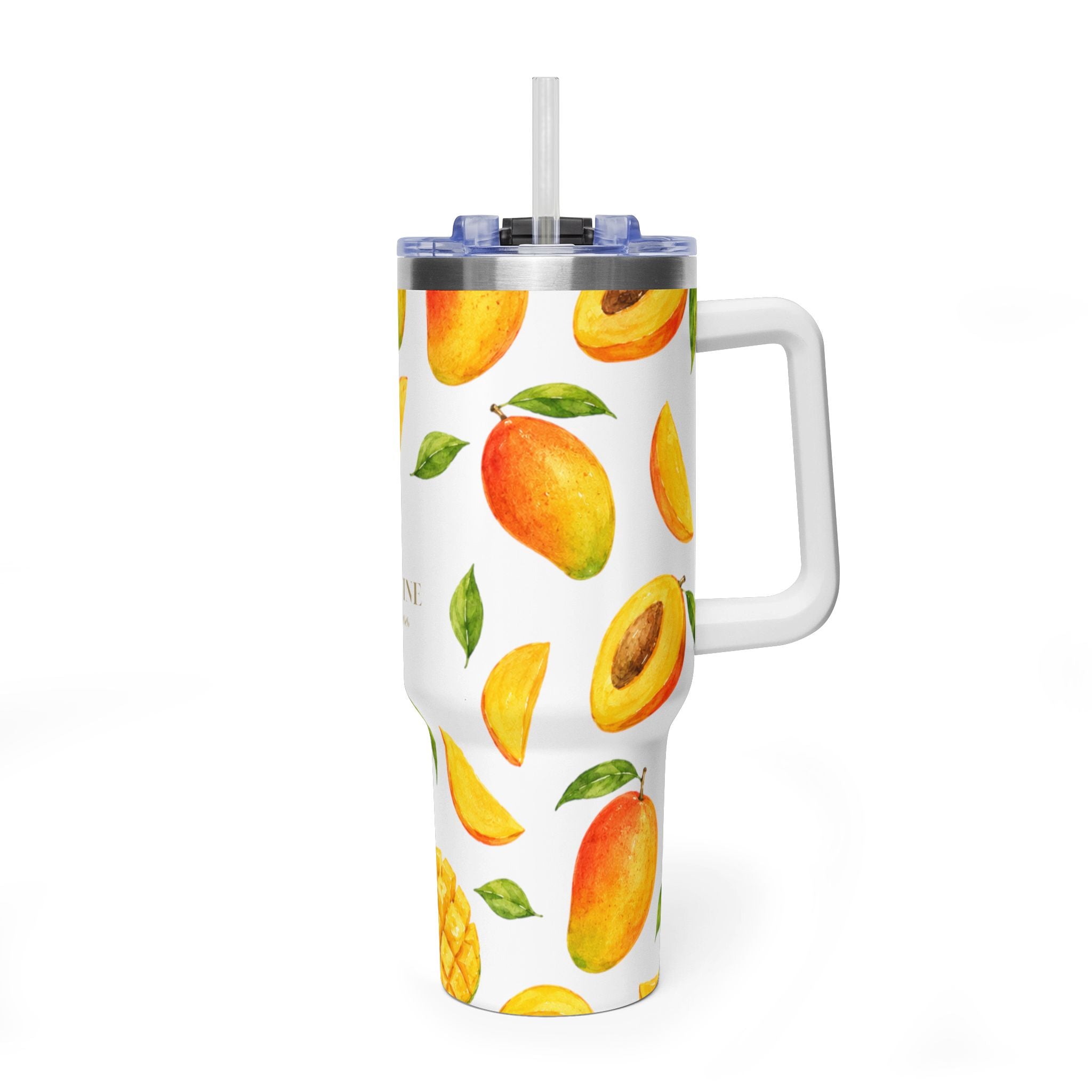40oz Mango Pattern Vacuum Tumbler — Insulated Travel Cup