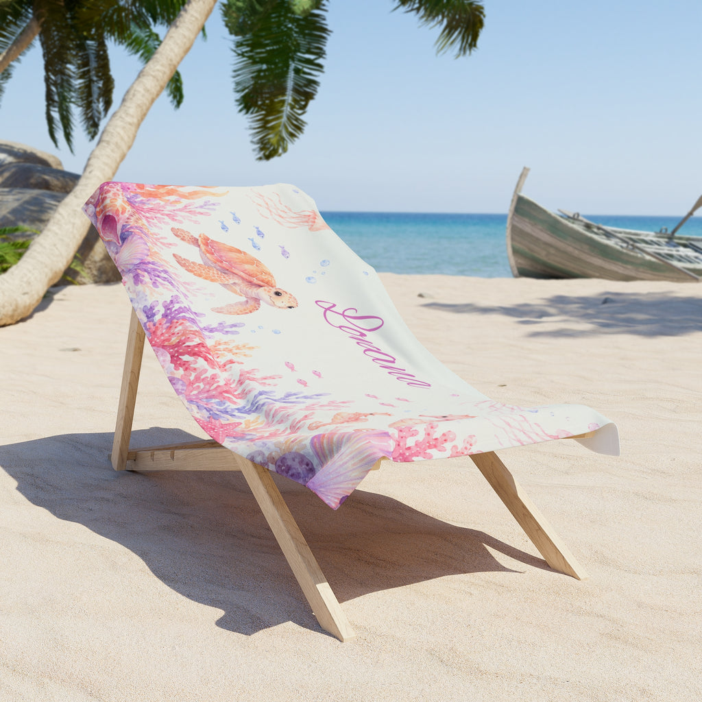 Personalized Sea Turtle Beach Towel