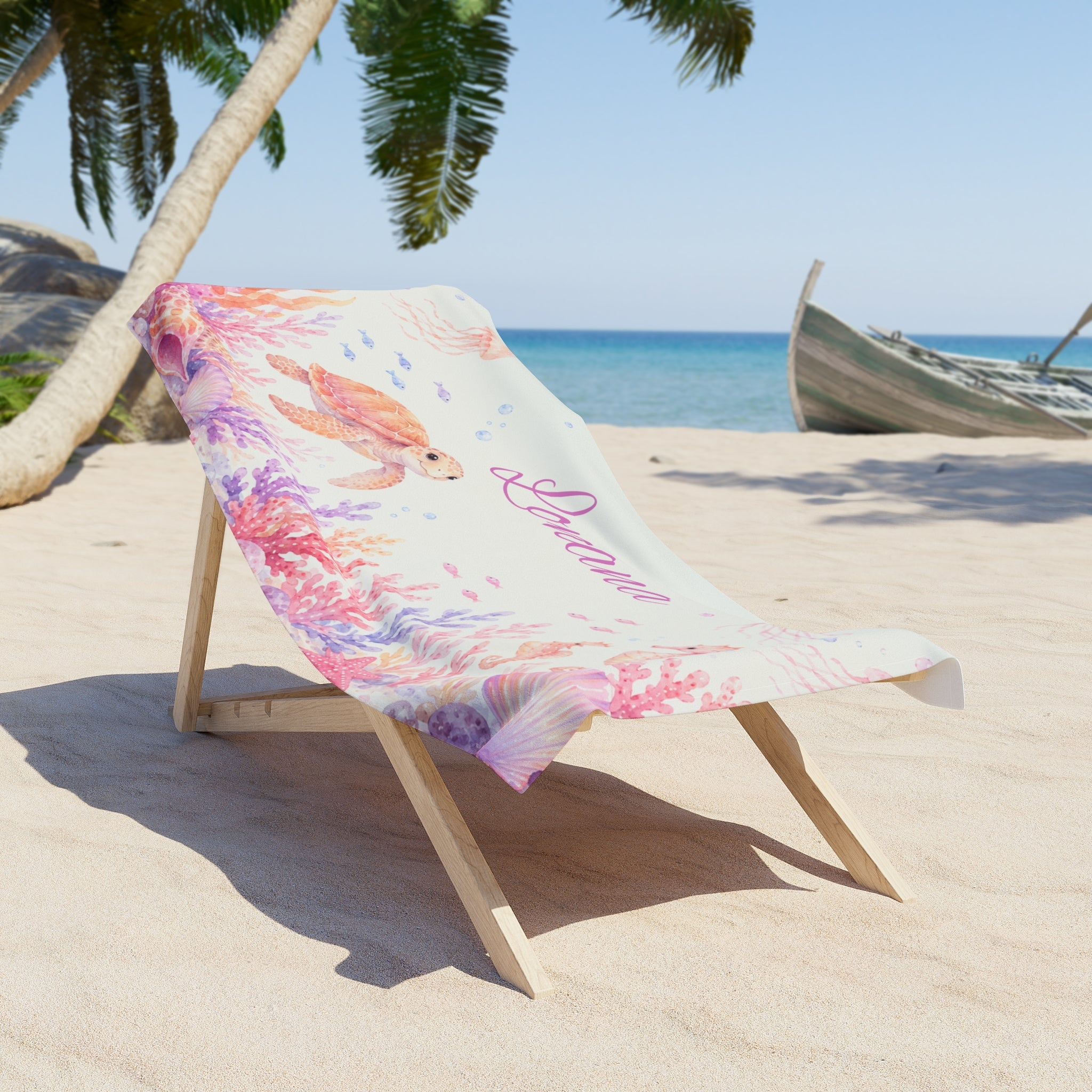 Personalized Sea Turtle Beach Towel