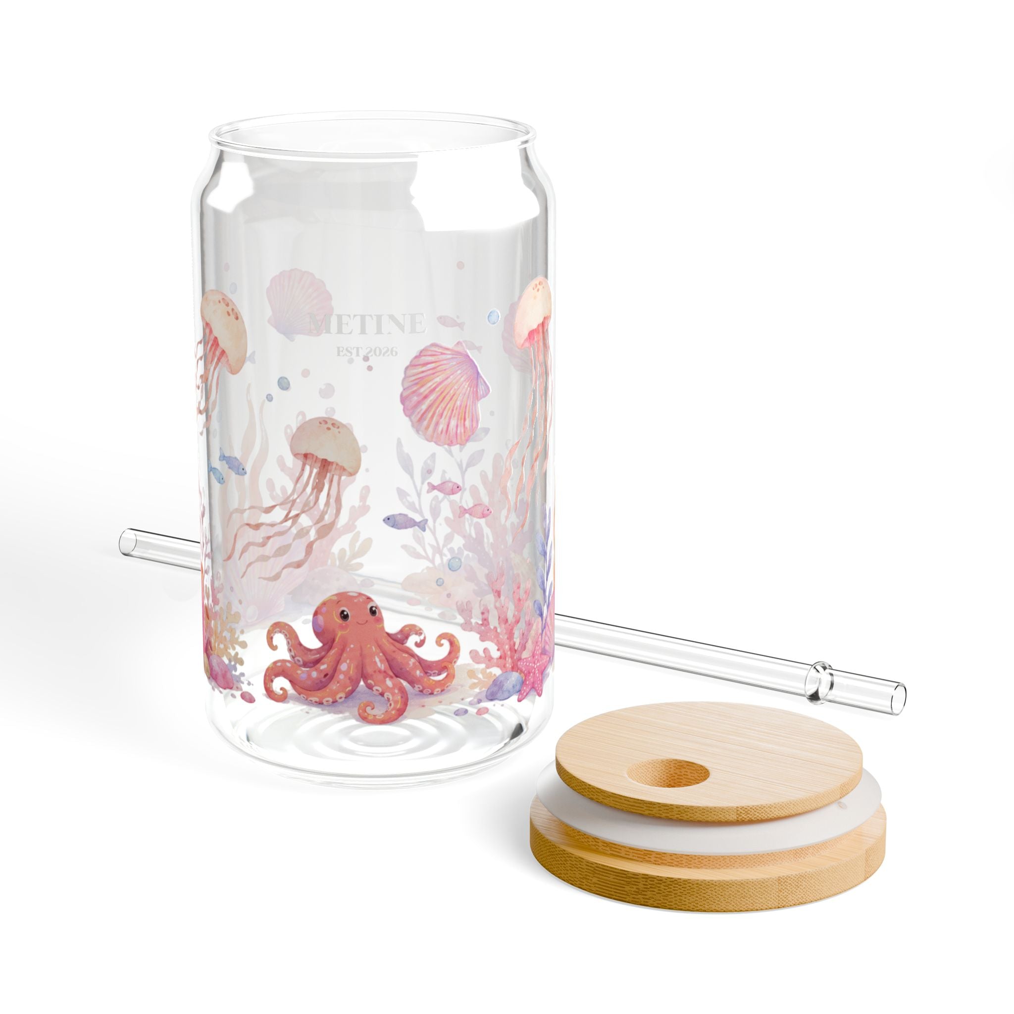 Ocean Life 16oz Glass Sipper