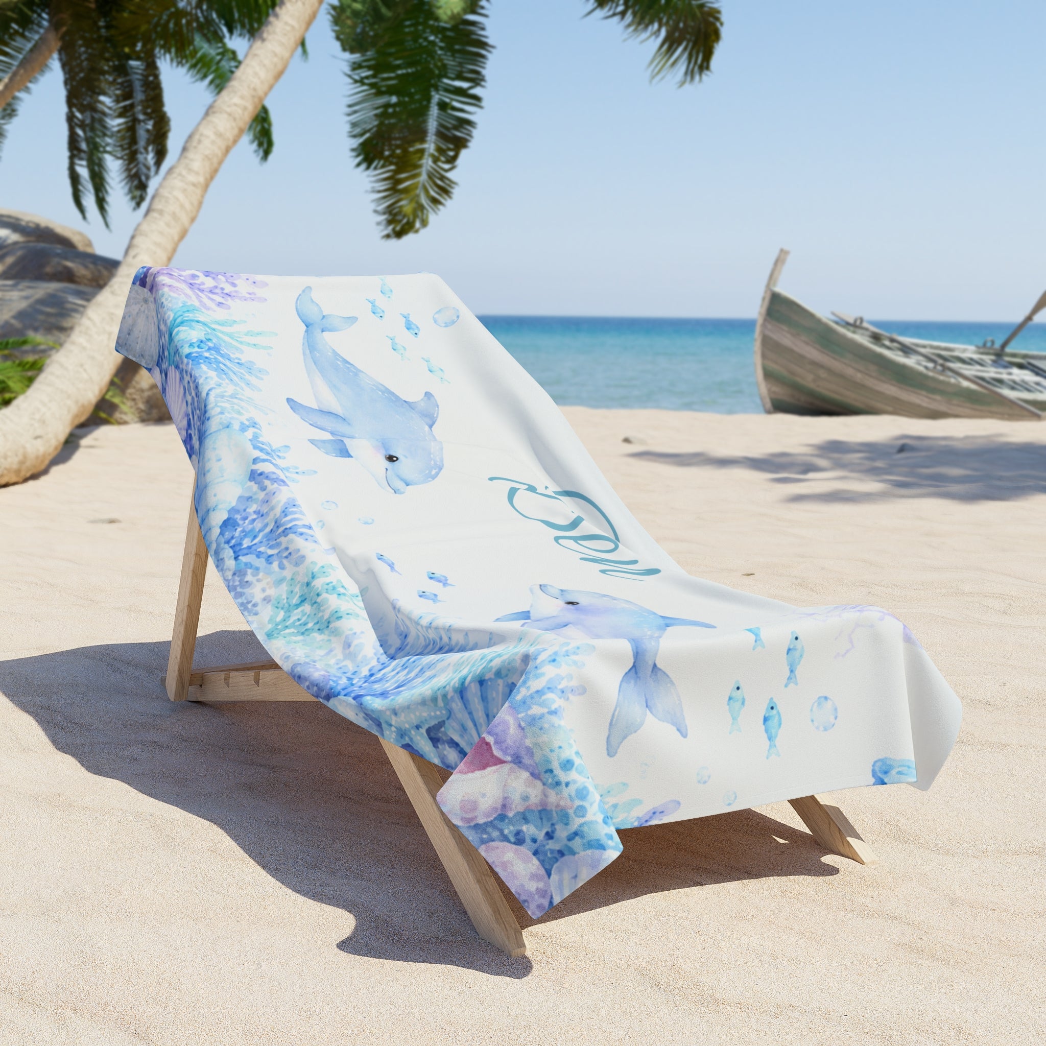 Personalized Dolphin Beach Towel