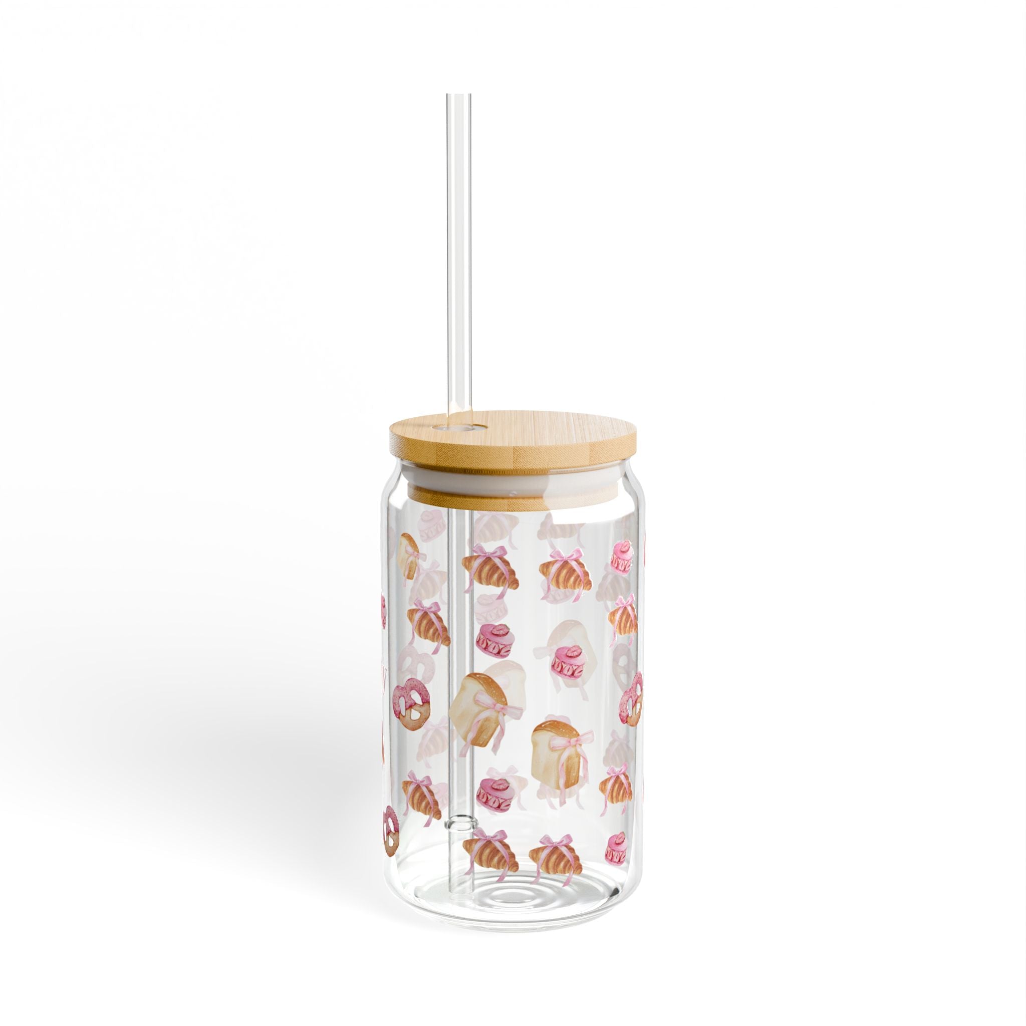 Personalized Pink Pastry 16oz Sipper Glass