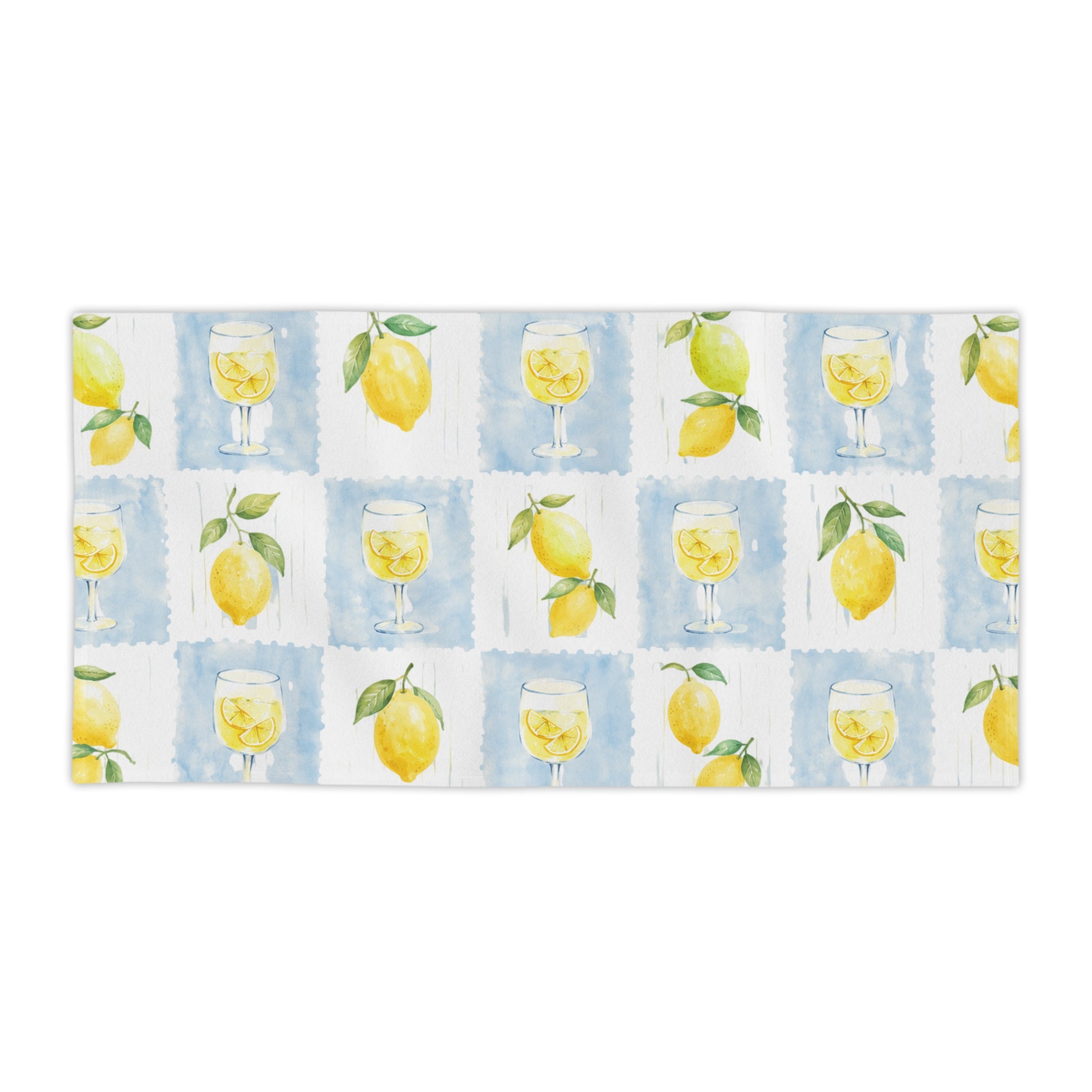 Lemon Watercolor Beach Towel