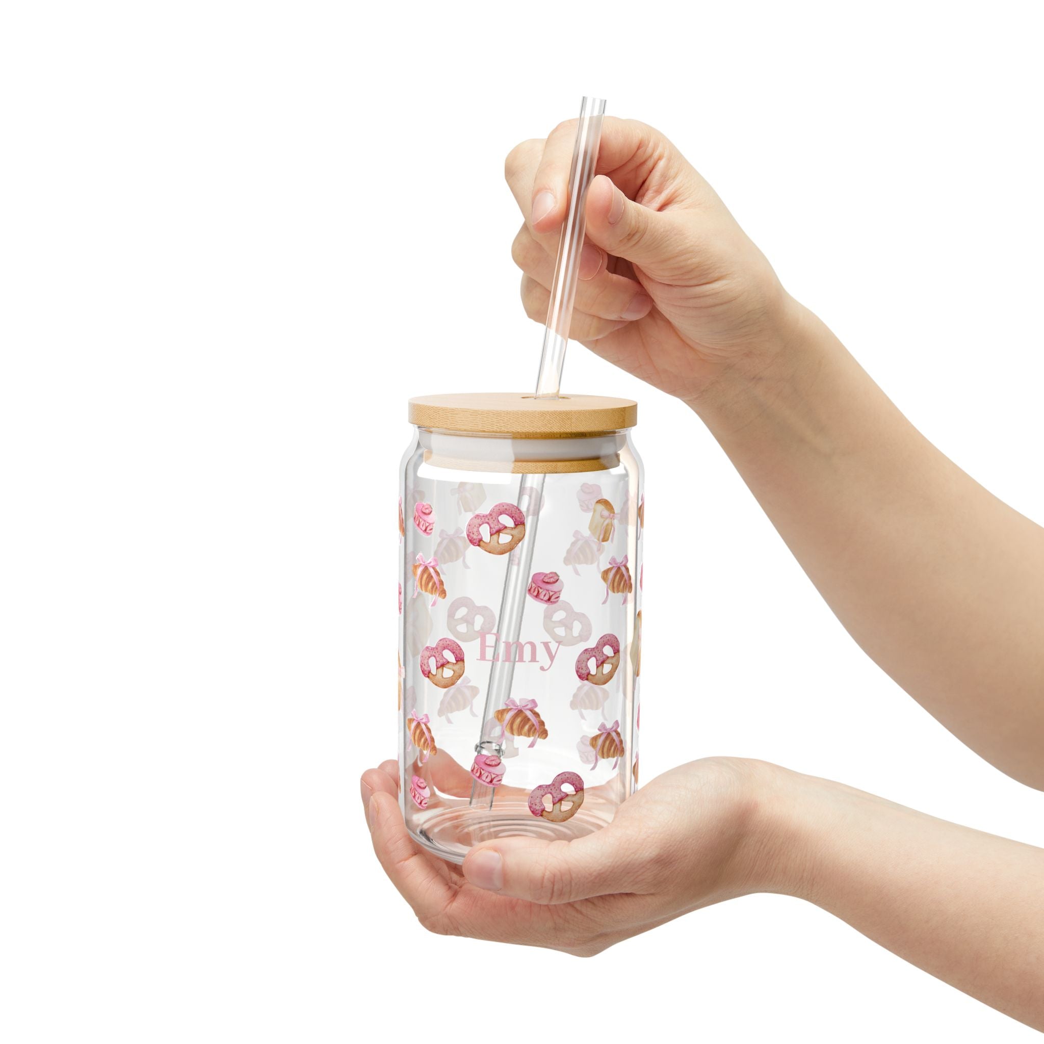 Personalized Pink Pastry 16oz Sipper Glass