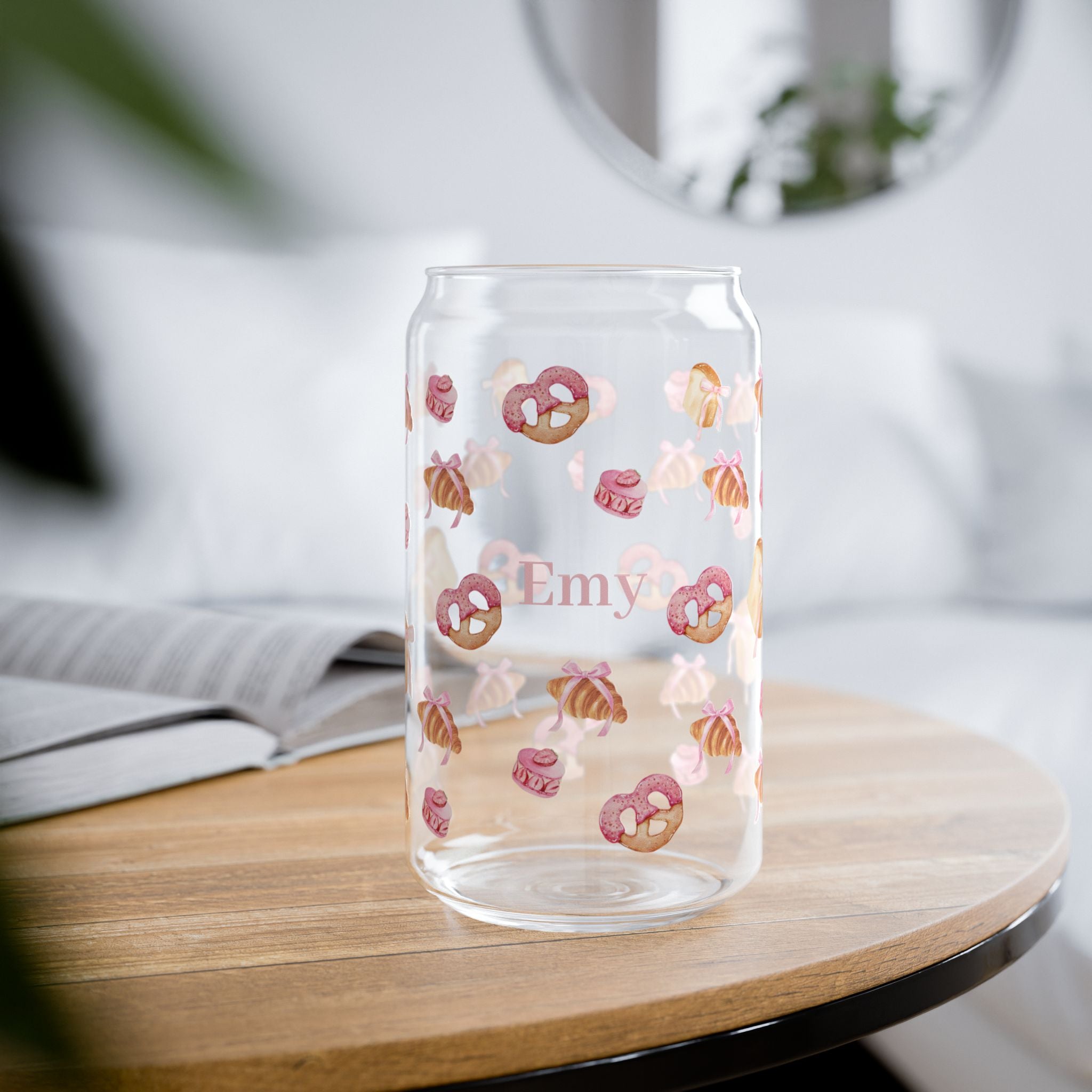 Personalized Pink Pastry 16oz Sipper Glass