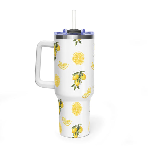 40oz Lemon Pattern Vacuum Tumbler – Insulated Thermal Travel Mug