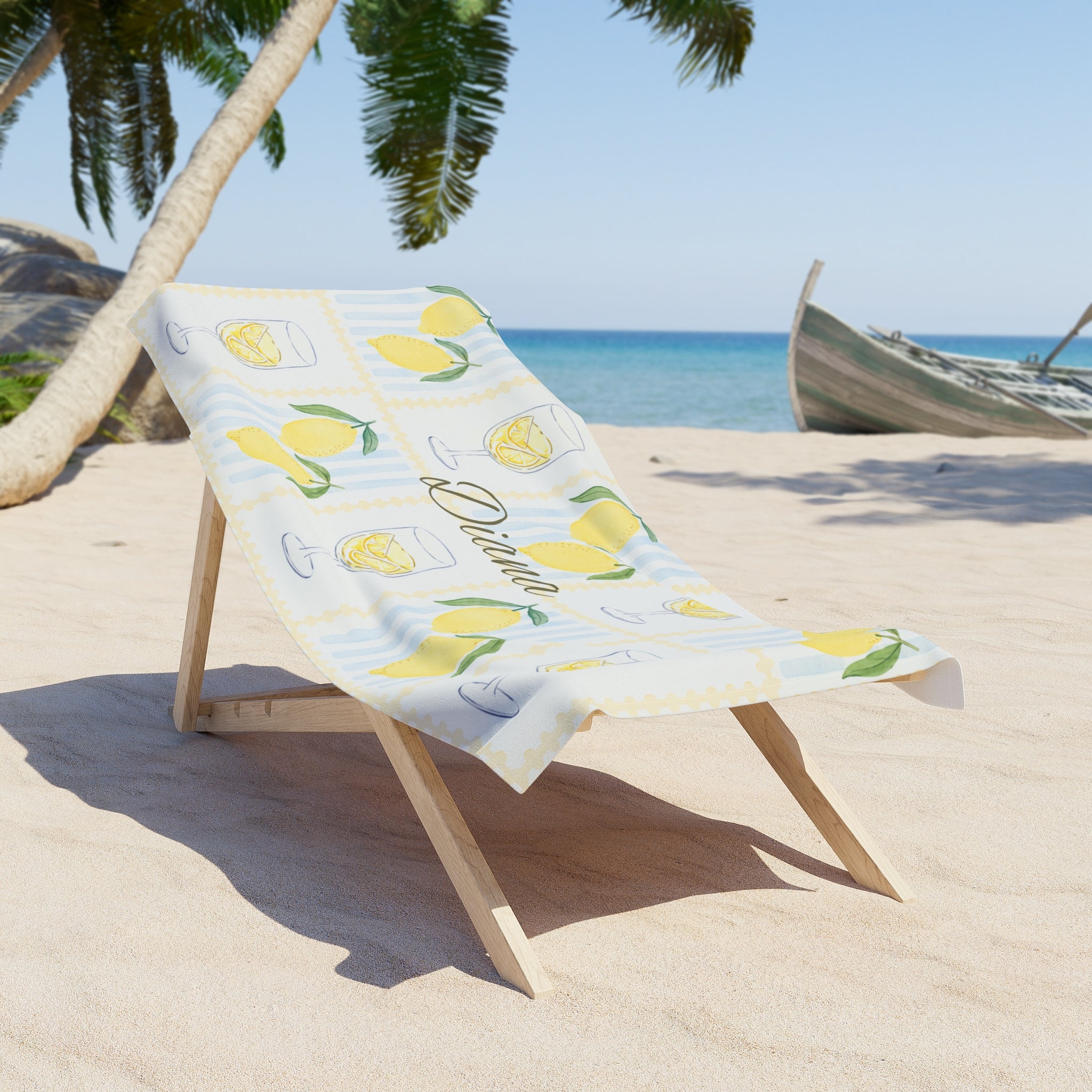 Personalized Lemon Beach Towel