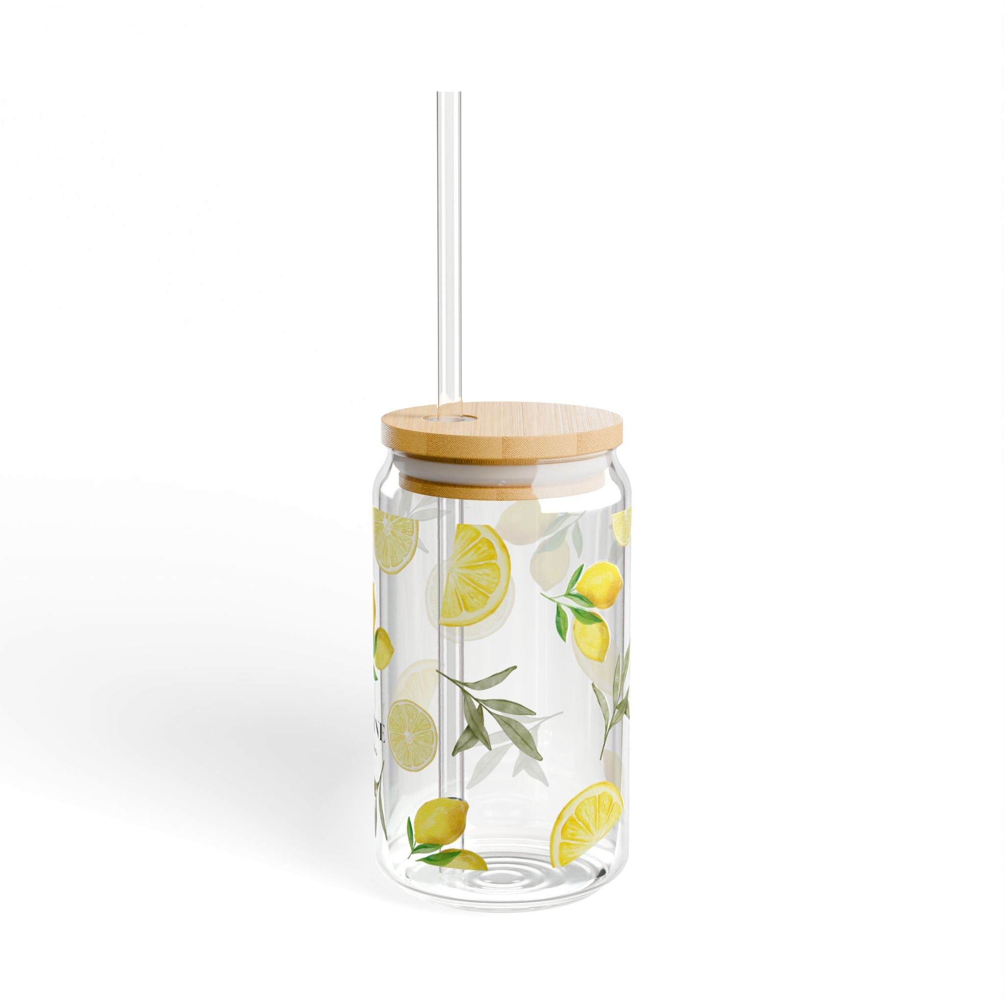 Lemon Citrus Pattern Sipper Glass