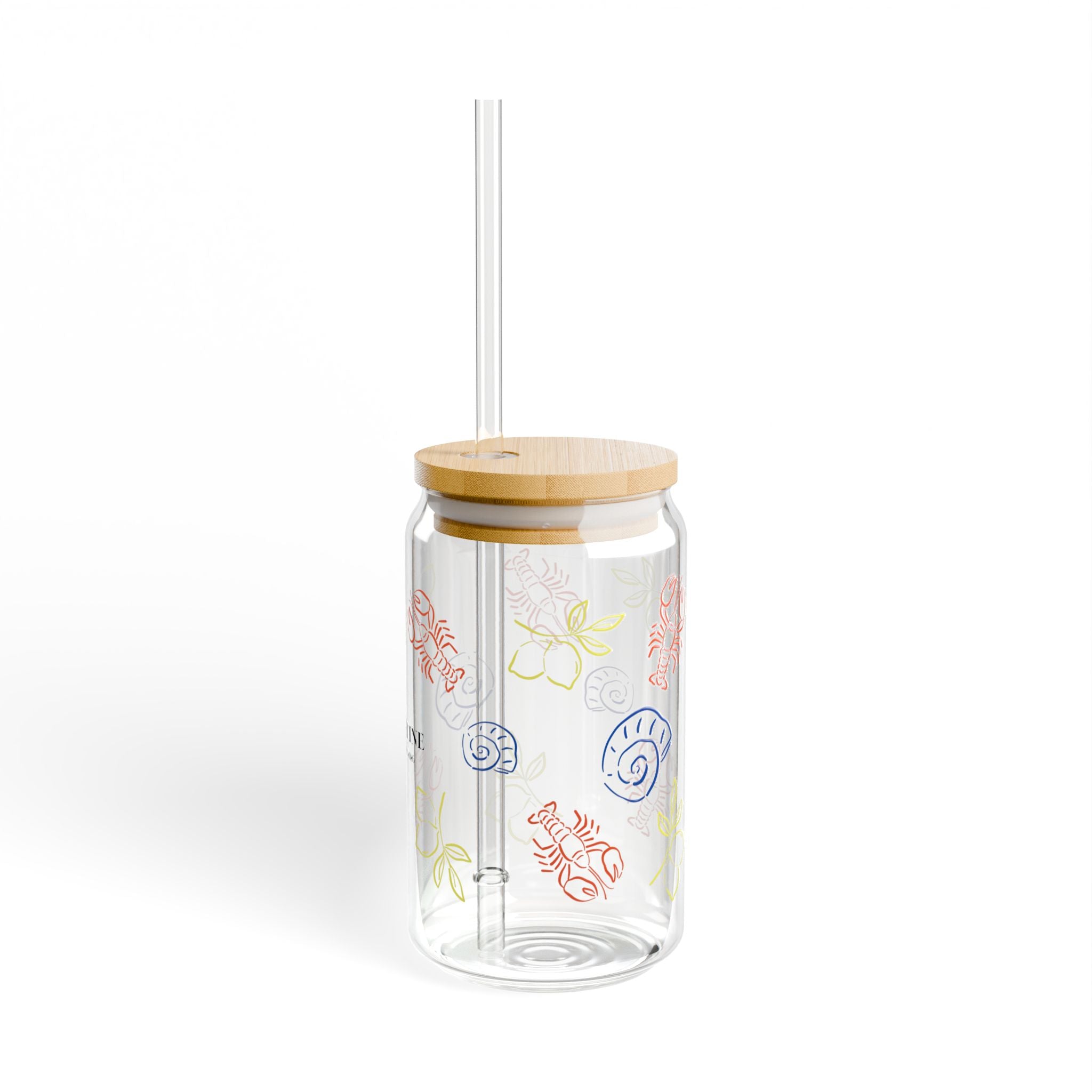 Floral Glass Sipper with Bamboo Lid & Straw