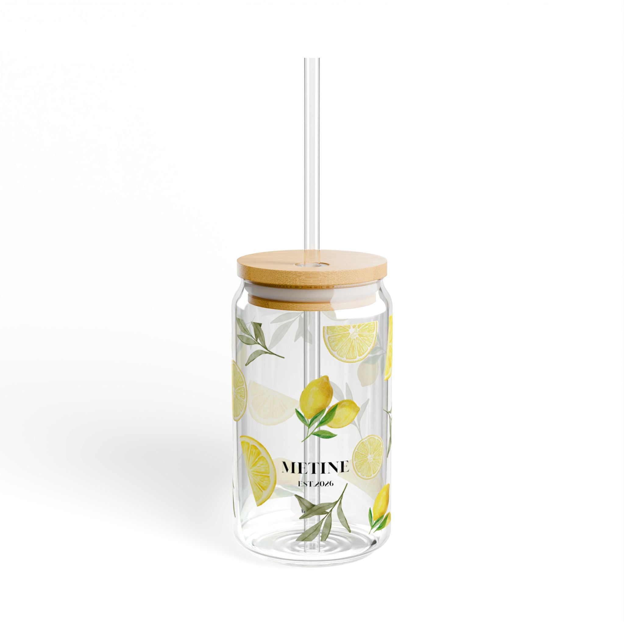 Lemon Citrus Pattern Sipper Glass