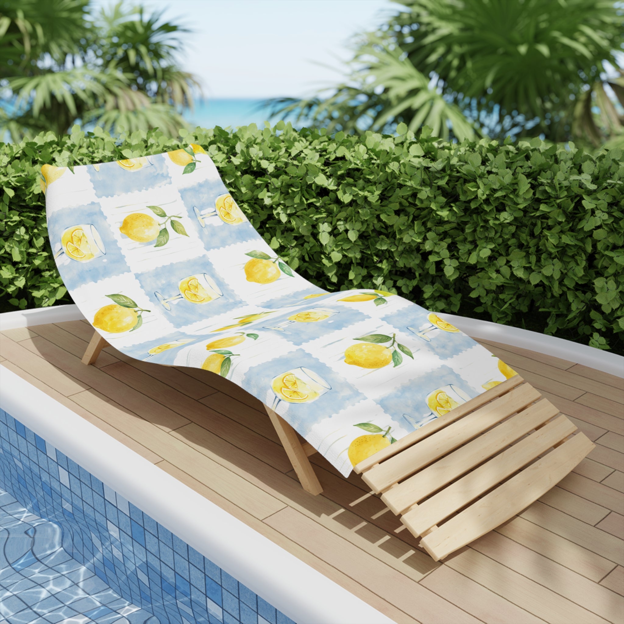 Lemon Watercolor Beach Towel