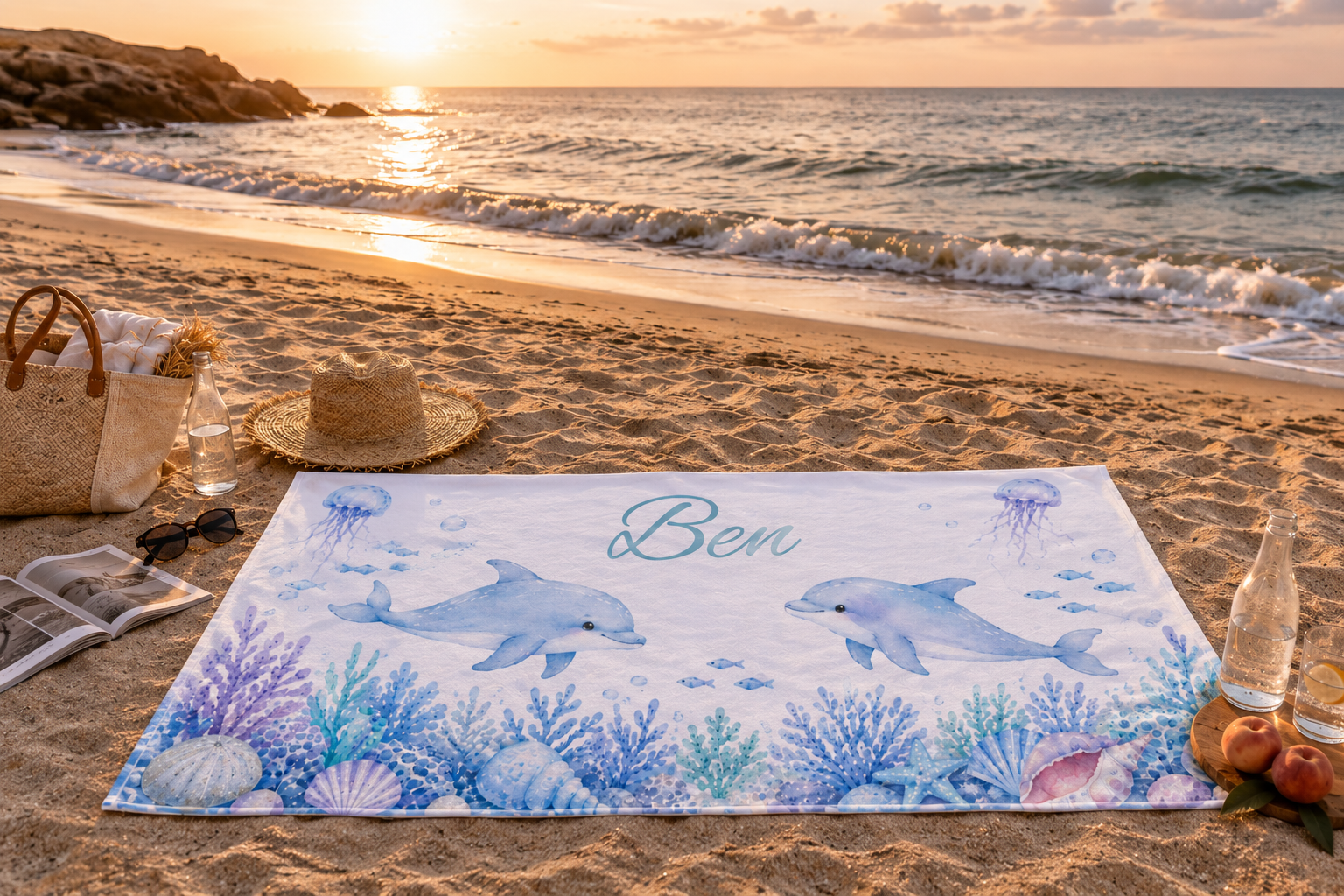 Personalized Dolphin Beach Towel